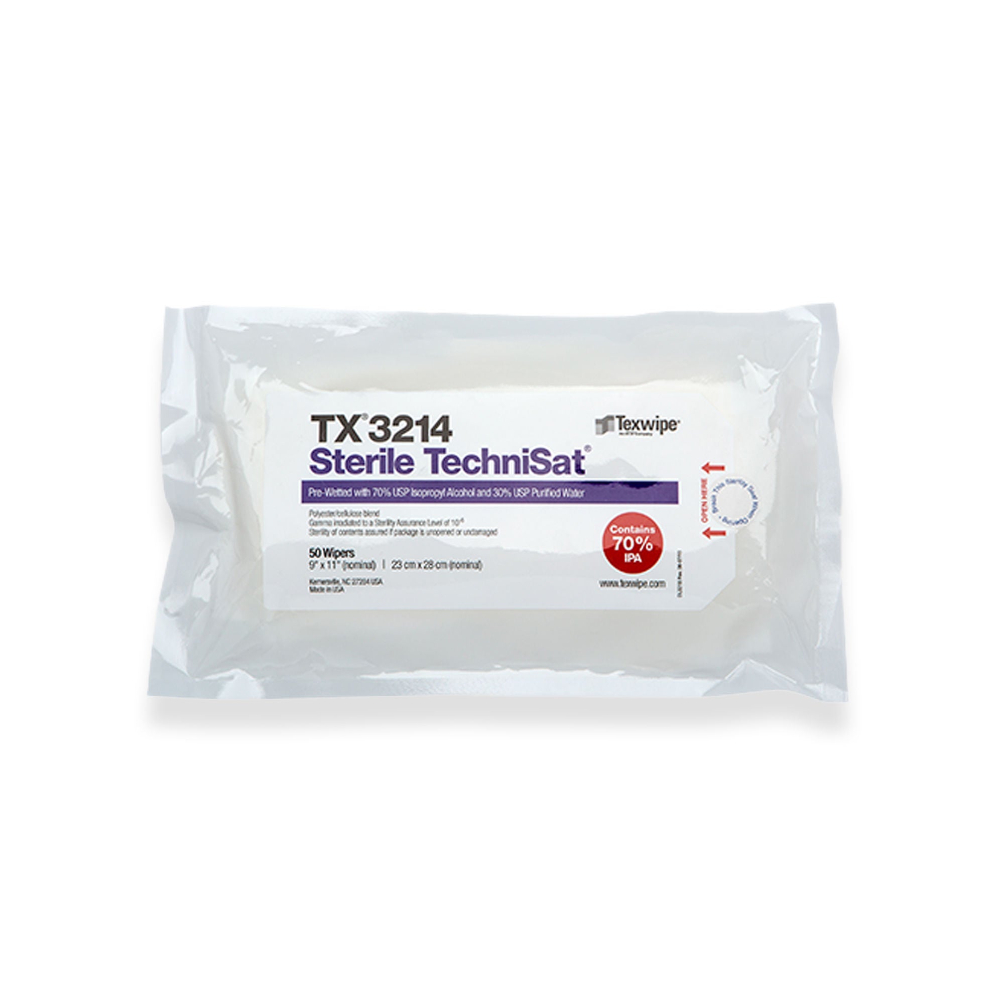 Acute Care Pharmaceuticals - TX3214 Surface Disinfectant Cleaner TechniSat® Premoistened Cleanroom Manual Pull Wipe 50 Count Bag Alcohol Scent Sterile