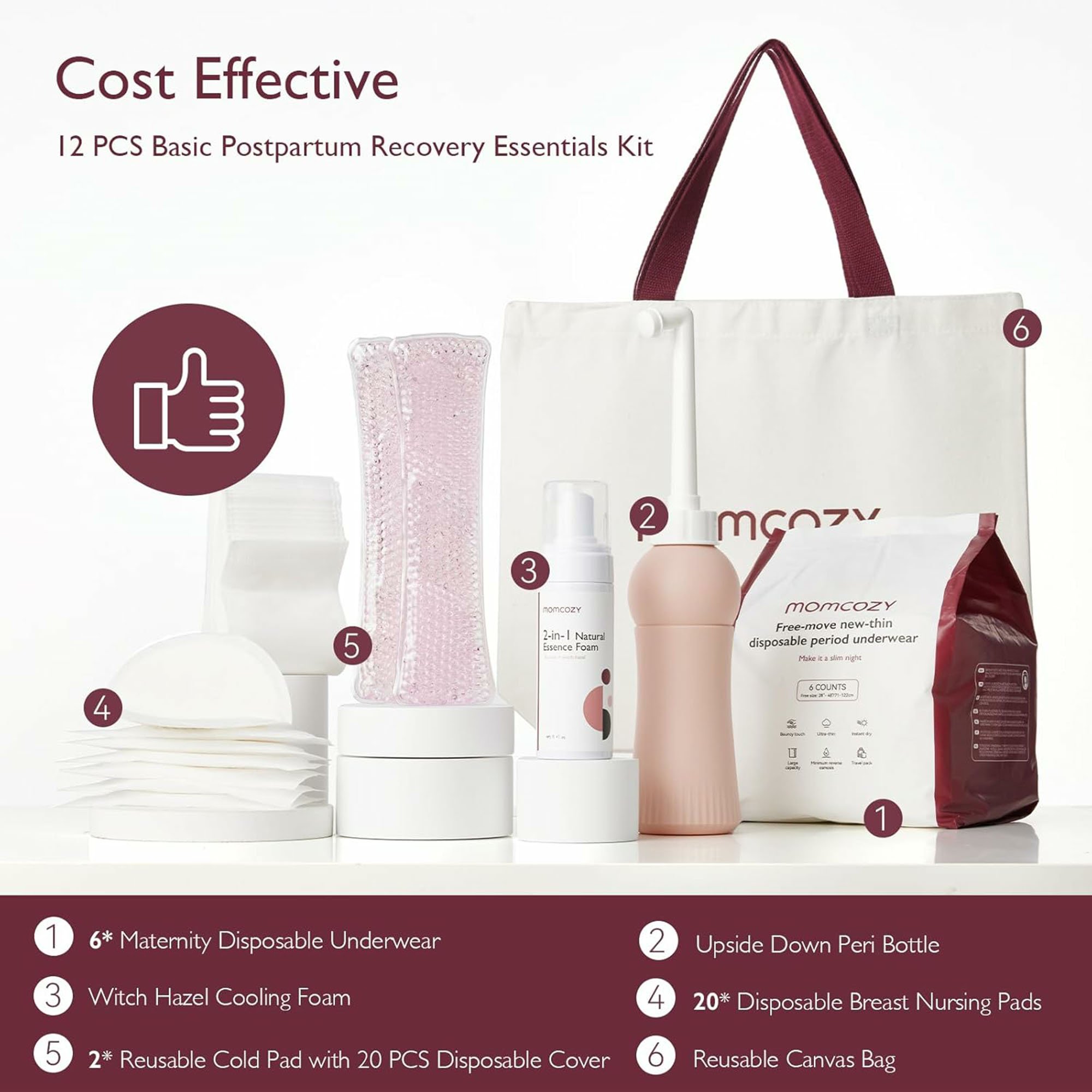 Momcozy Postpartum Recovery Essentials Kit PK007-WH41NB-A by Root Technology