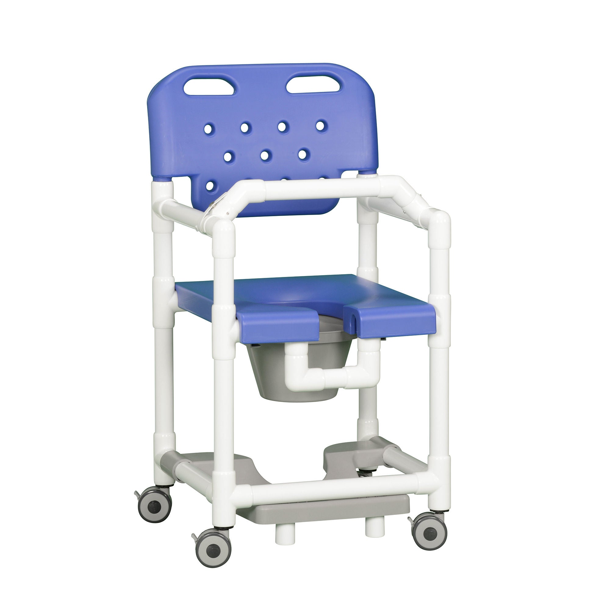 IPU - ELT817 P FRLB B Commode / Shower Chair Elite Fixed Arms PVC Frame With Backrest 21-1/2 Inch Seat Width 325 lbs. Weight Capacity