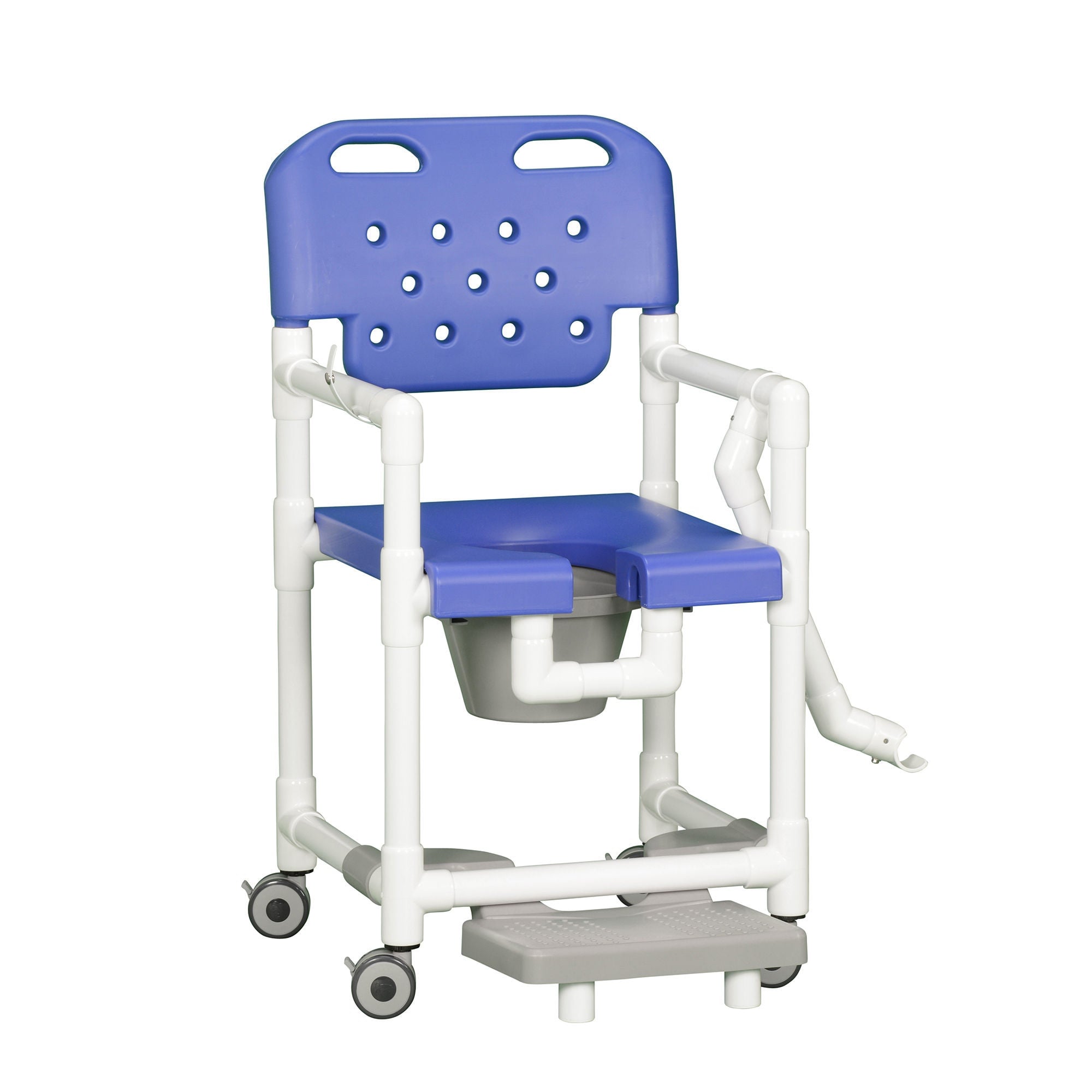 IPU - ELT817 P FRLB B Commode / Shower Chair Elite Fixed Arms PVC Frame With Backrest 21-1/2 Inch Seat Width 325 lbs. Weight Capacity