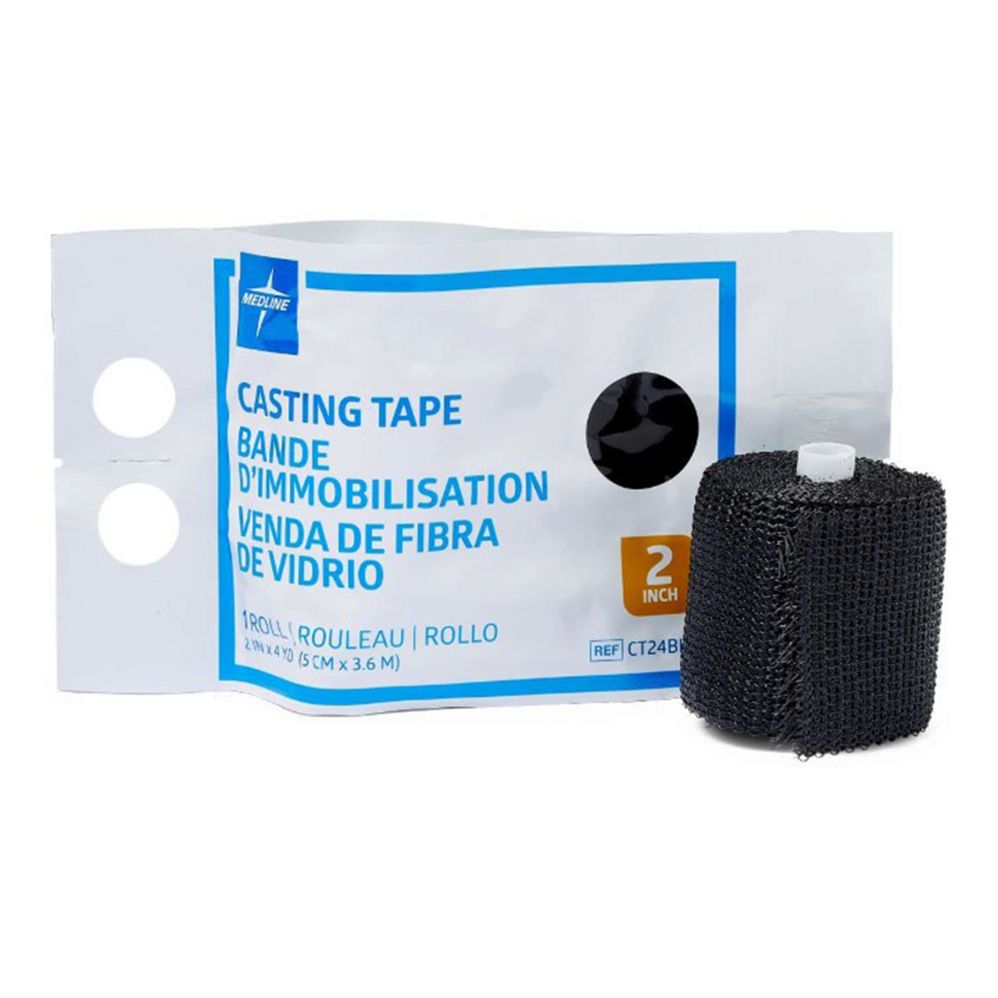 Medline - CT24BLK Cast Tape Medline 2 Inch X 12 Foot Fiberglass / Polyurethane Black