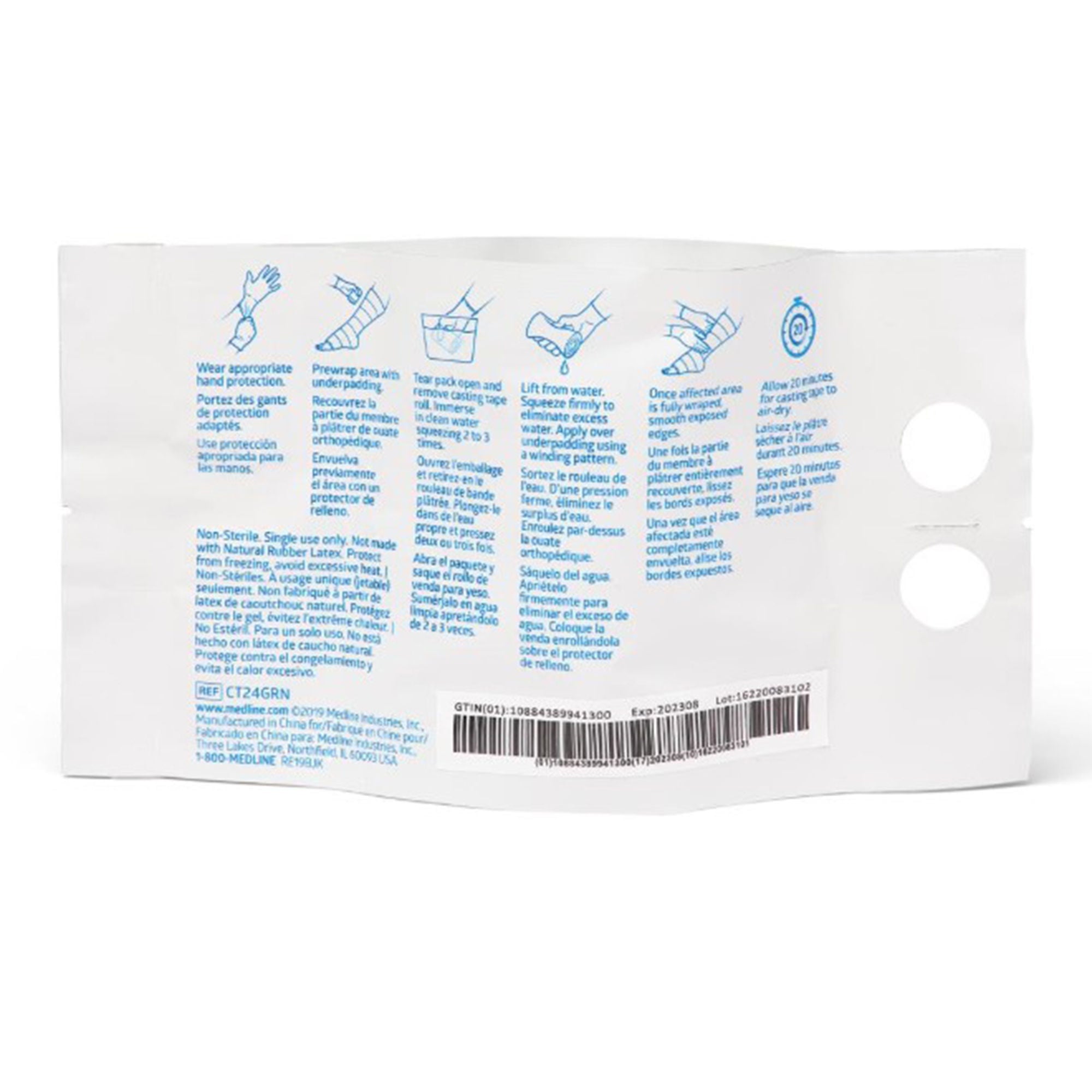 Medline - CT24GRN Cast Tape Medline 2 Inch X 12 Foot Fiberglass / Polyurethane Green