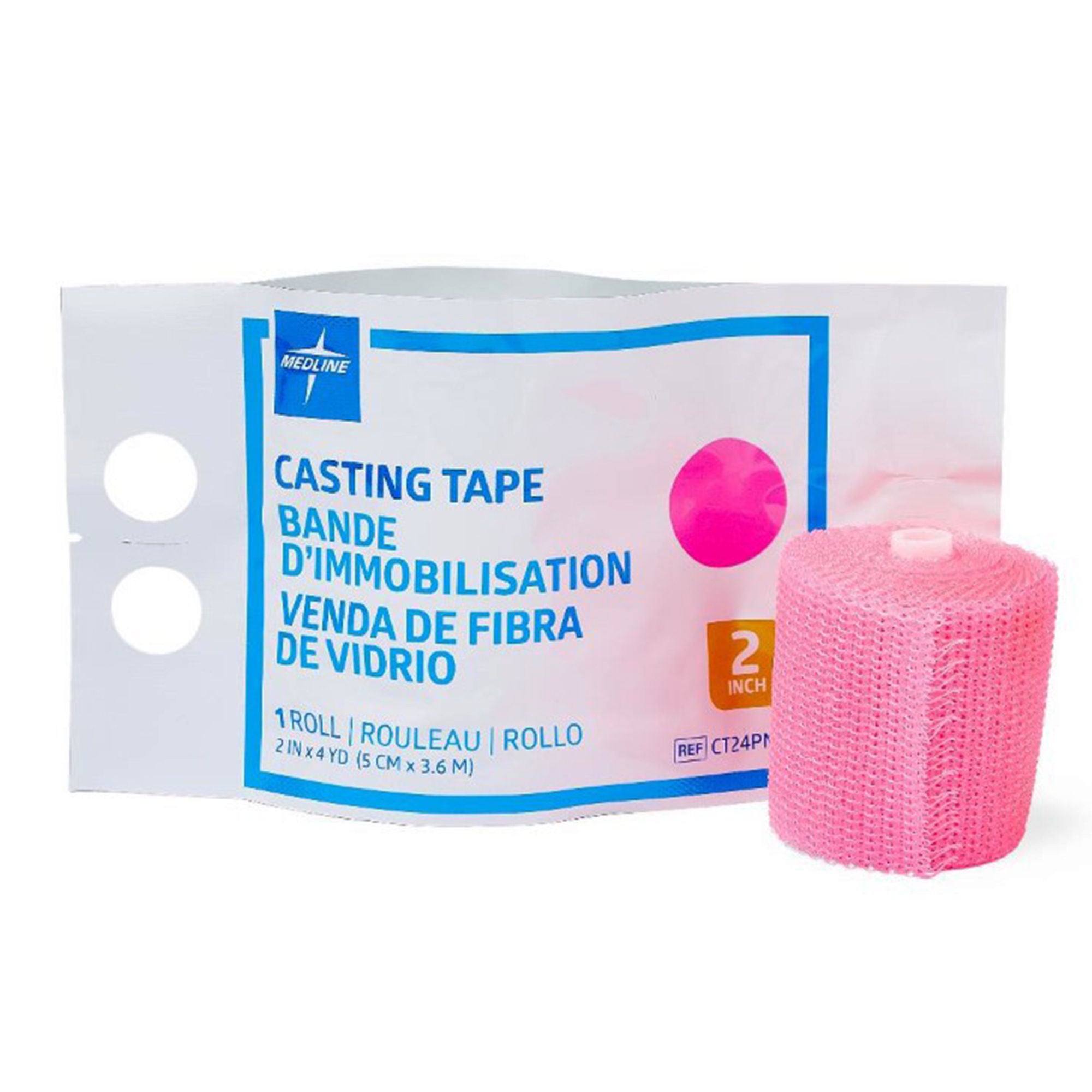 Medline - CT24PNK Cast Tape Medline 2 Inch X 12 Foot Fiberglass / Polyurethane Pink