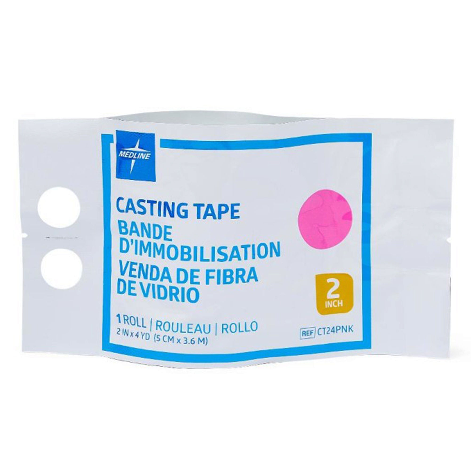 Medline - CT24PNK Cast Tape Medline 2 Inch X 12 Foot Fiberglass / Polyurethane Pink