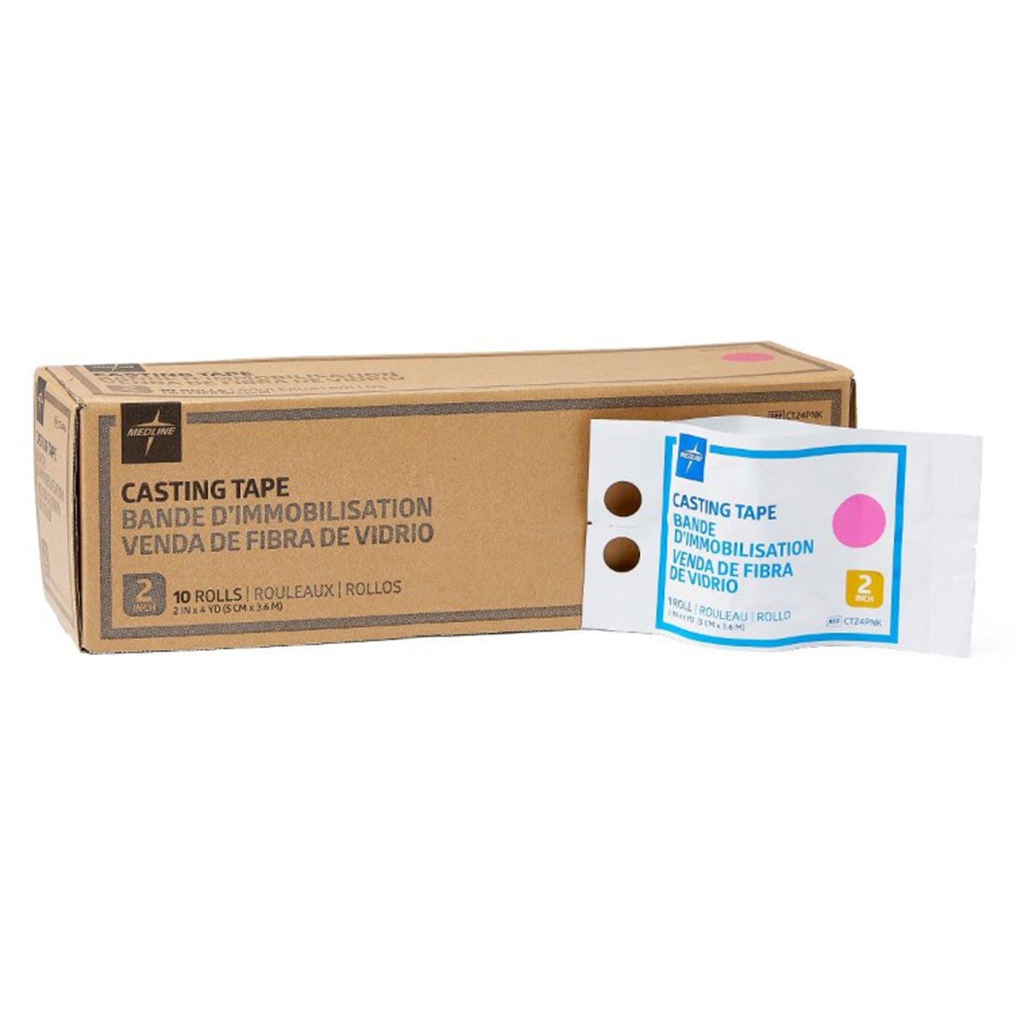 Medline - CT24PNK Cast Tape Medline 2 Inch X 12 Foot Fiberglass / Polyurethane Pink