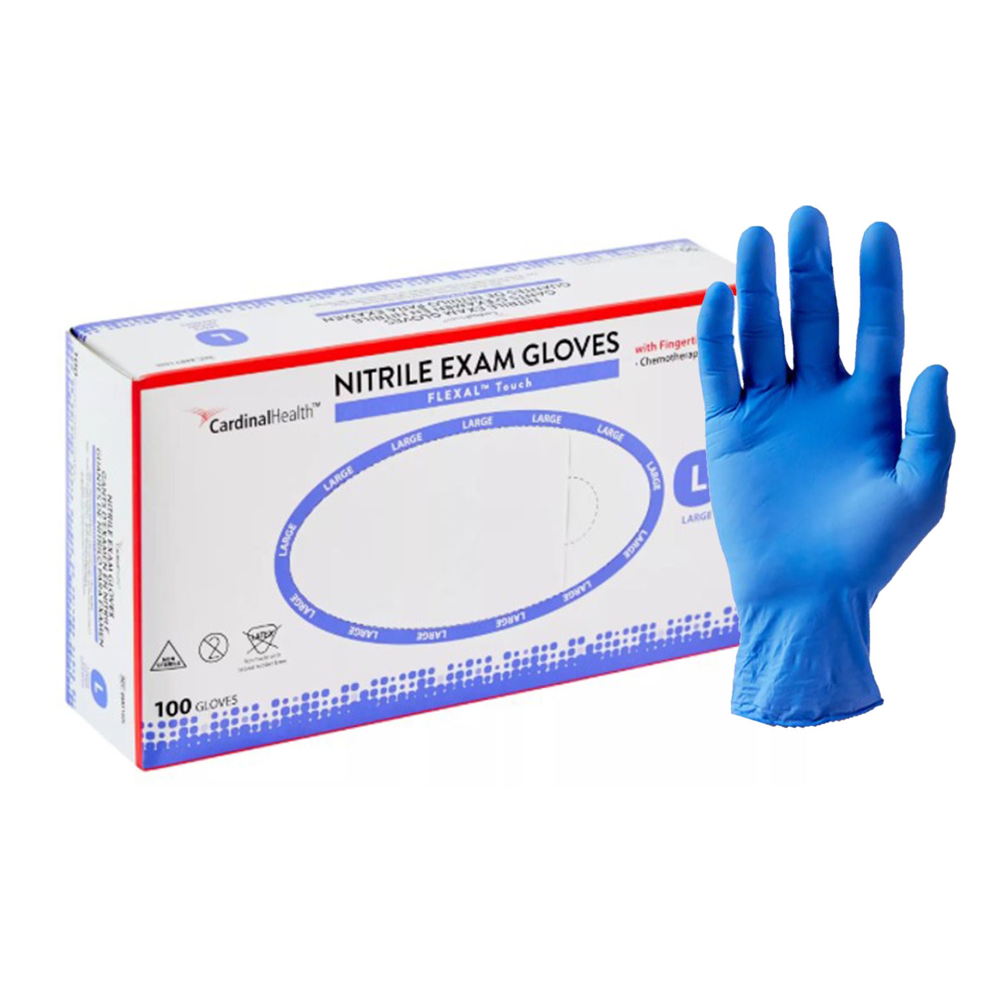 Cardinal - 88RT100L Flexal™ Touch Nitrile Exam Glove, Large, Blue