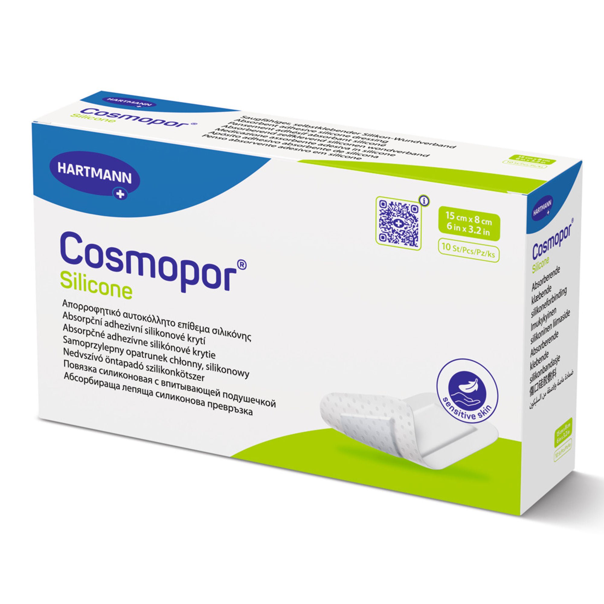 Hartmann - 901108 Island Dressing Cosmopor® Silicone 3.2 X 6 Inch Rectangle Sterile Water Resistant Nonwoven Backing