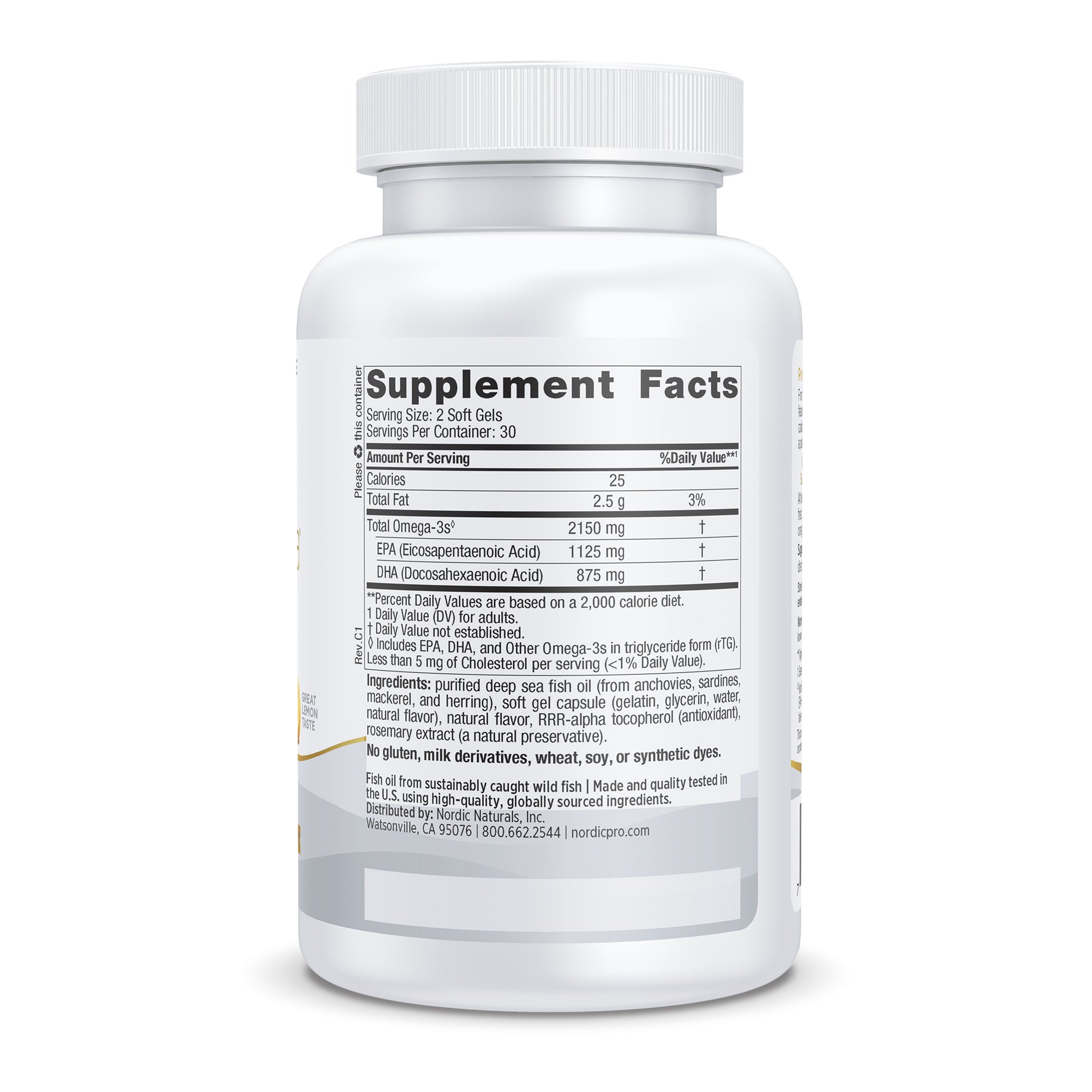 Nordic Naturals Inc 12138 - Nordic Naturals ProOmega® 2000 EPA/DHA Dietary Supplement, Lemon Flavor - 1/Bottle, 12/Case