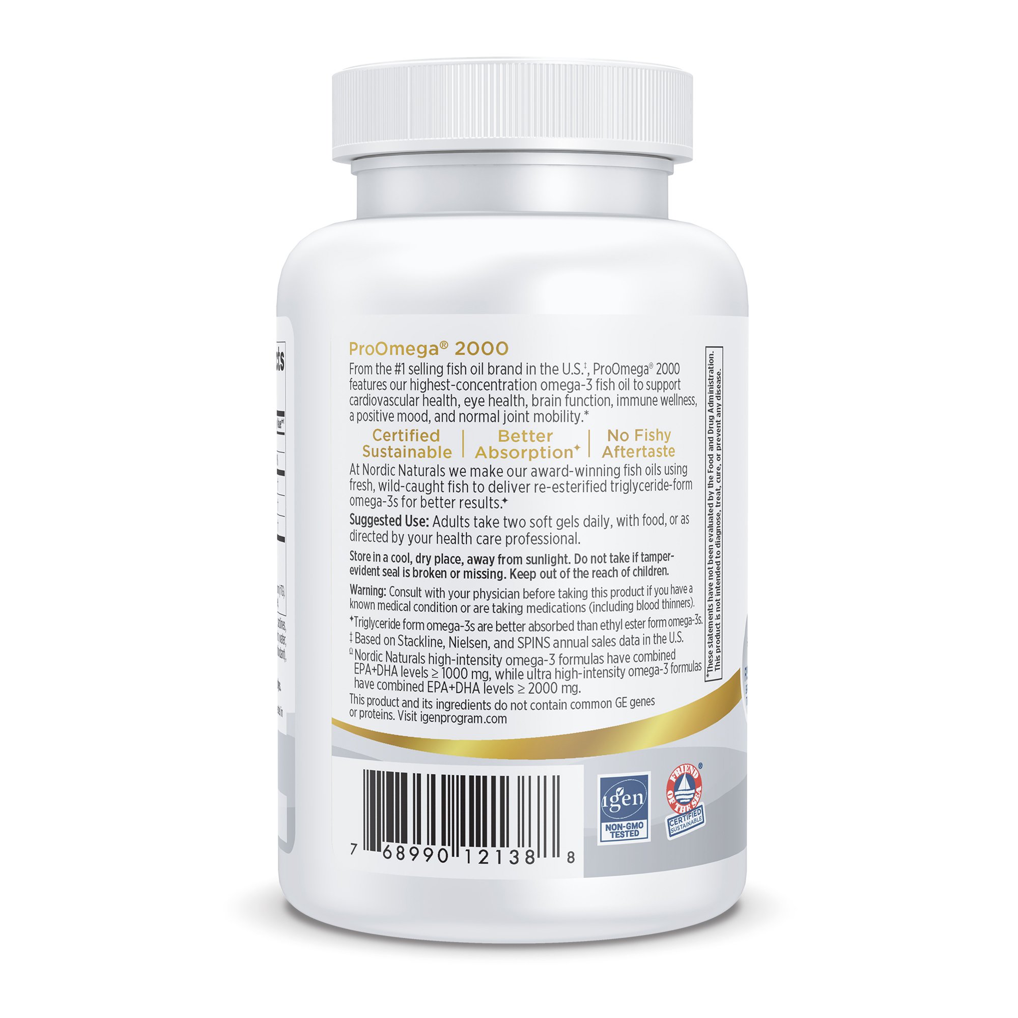 Nordic Naturals Inc 12138 - Nordic Naturals ProOmega® 2000 EPA/DHA Dietary Supplement, Lemon Flavor - 1/Bottle, 12/Case