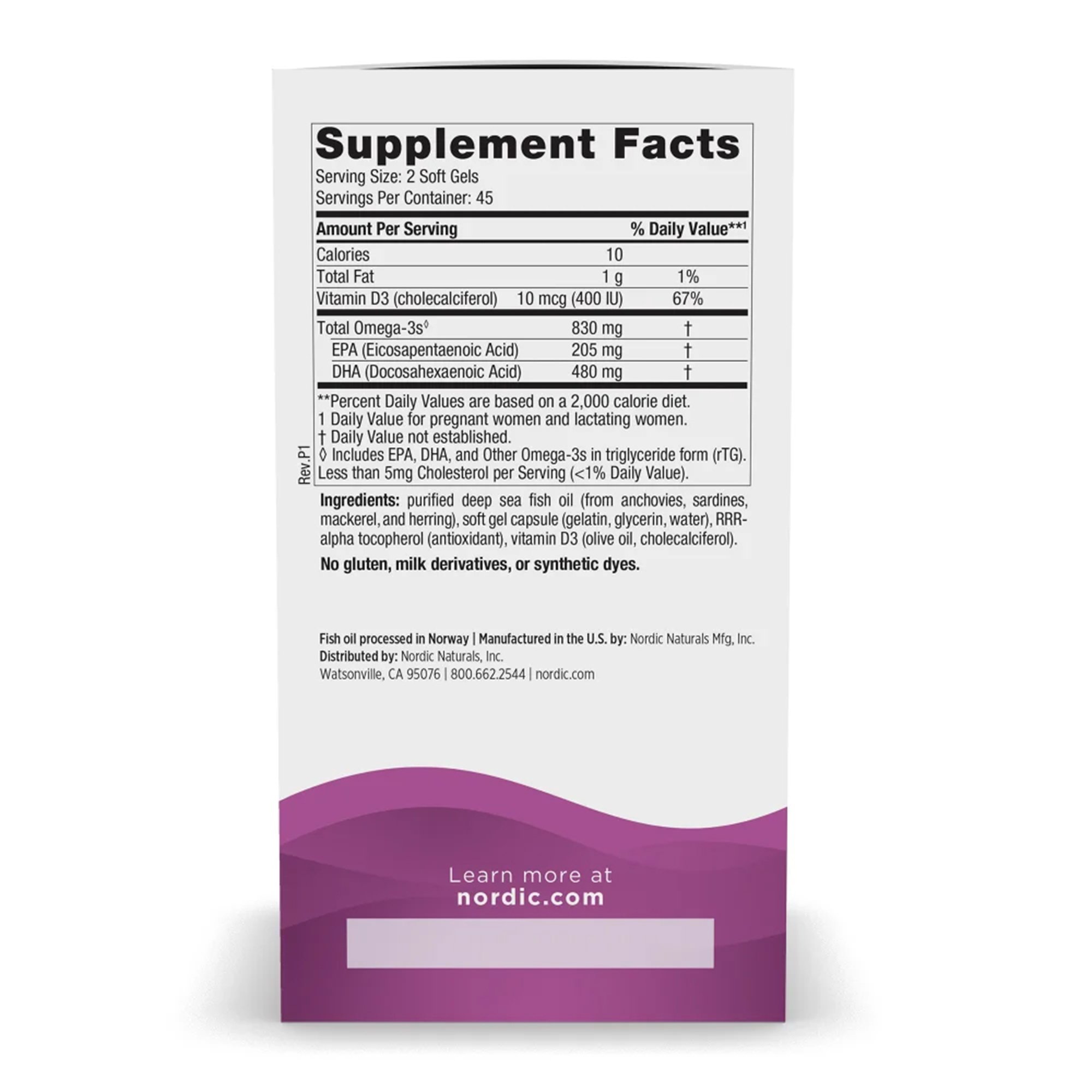Nordic Naturals Inc 1741 - Nordic Naturals® Prenatal DHA with Vitamin D-3 Dietary Supplement - 1/Bottle, 12/Case