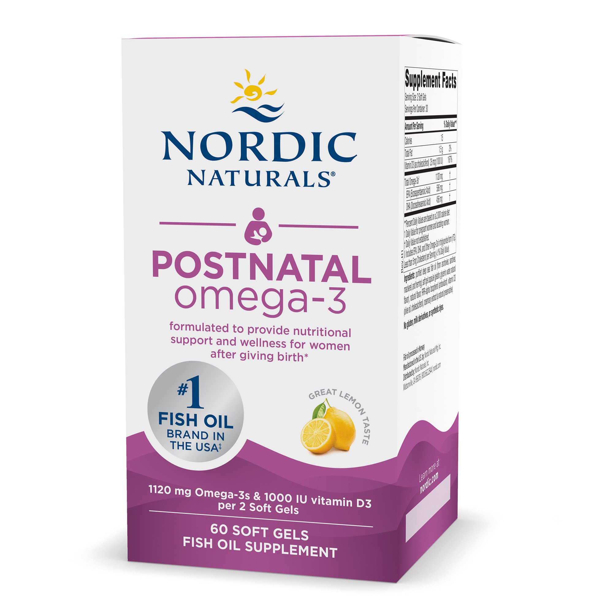 Nordic Naturals Inc 1758 - Nordic Naturals® Postnatal Omega-3 DHA / EPA Dietary Supplement - 1/Bottle, 12/Case