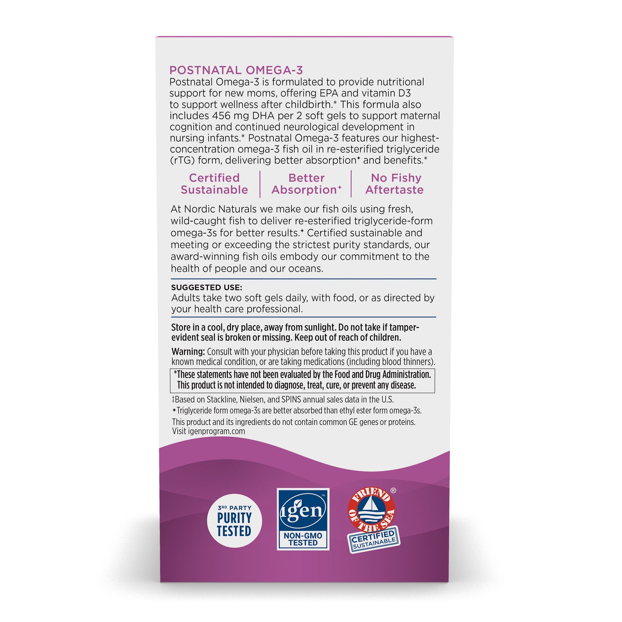 Nordic Naturals Inc 1758 - Nordic Naturals® Postnatal Omega-3 DHA / EPA Dietary Supplement - 1/Bottle, 12/Case