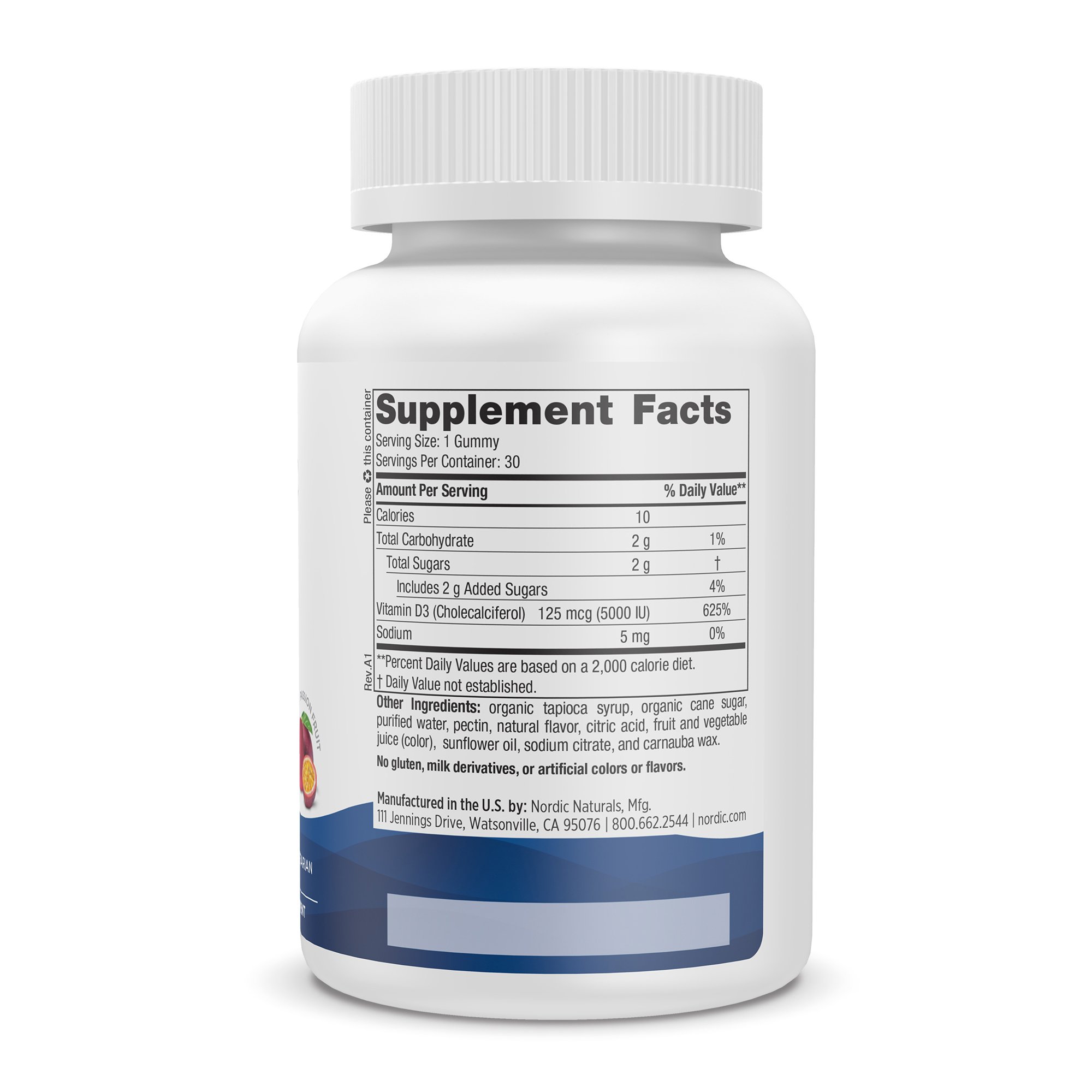 Nordic Naturals Inc 31152 - Nordic Naturals® Vitamin D-3 5000 Dietary Supplement, Passion Fruit Flavor - 1/Bottle, 12/Case