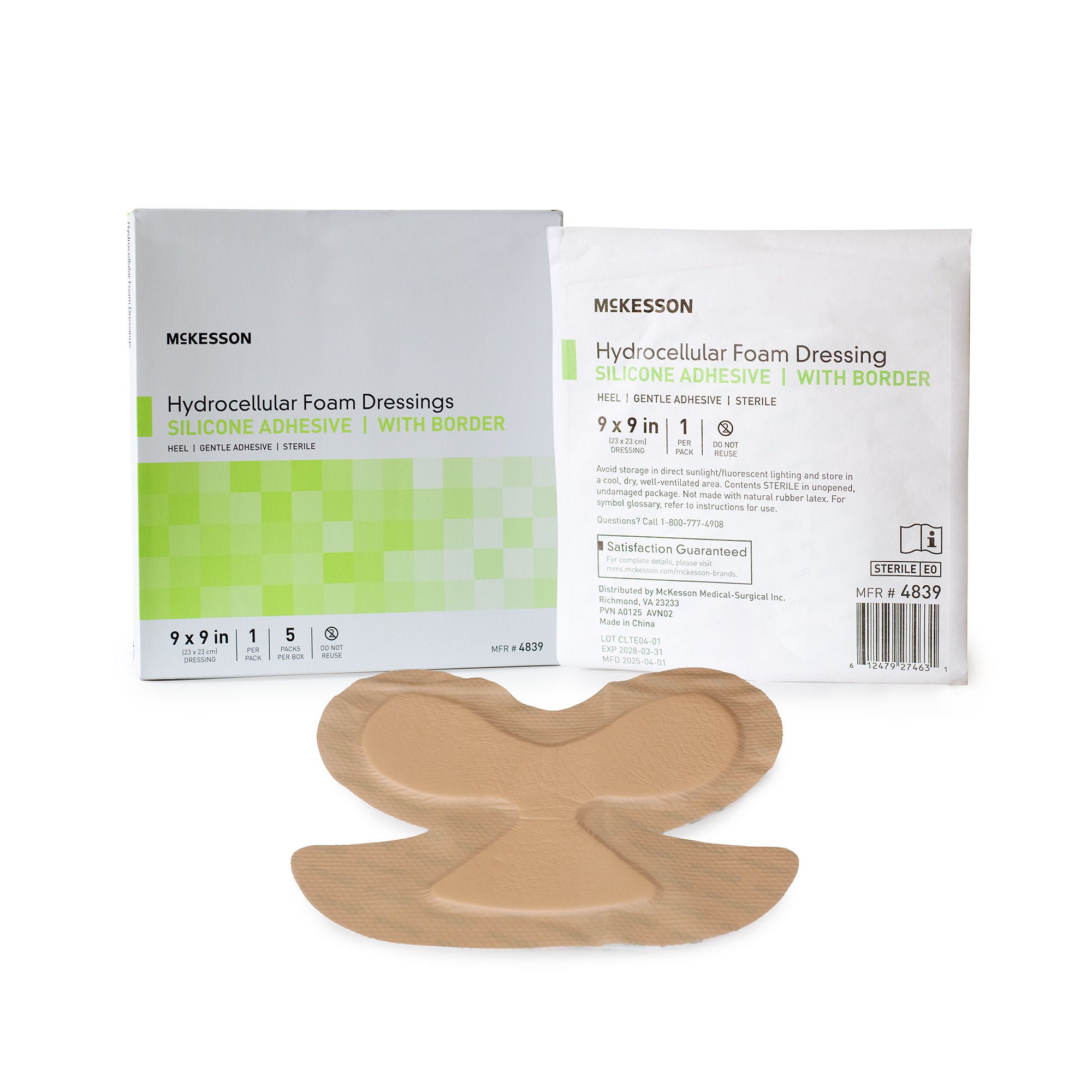 McKesson Brand - 4839 McKesson 9 x 9 Inch Five-Layer Hydrocellular Foam Dressing for Heels