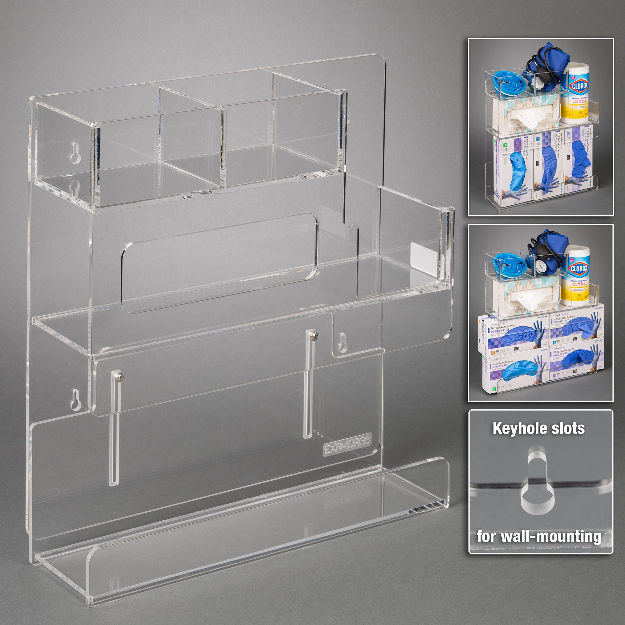 Poltex Inc - EXRMORG3 Exam Room Organizer Poltex Wall Mount Clear Acrylic