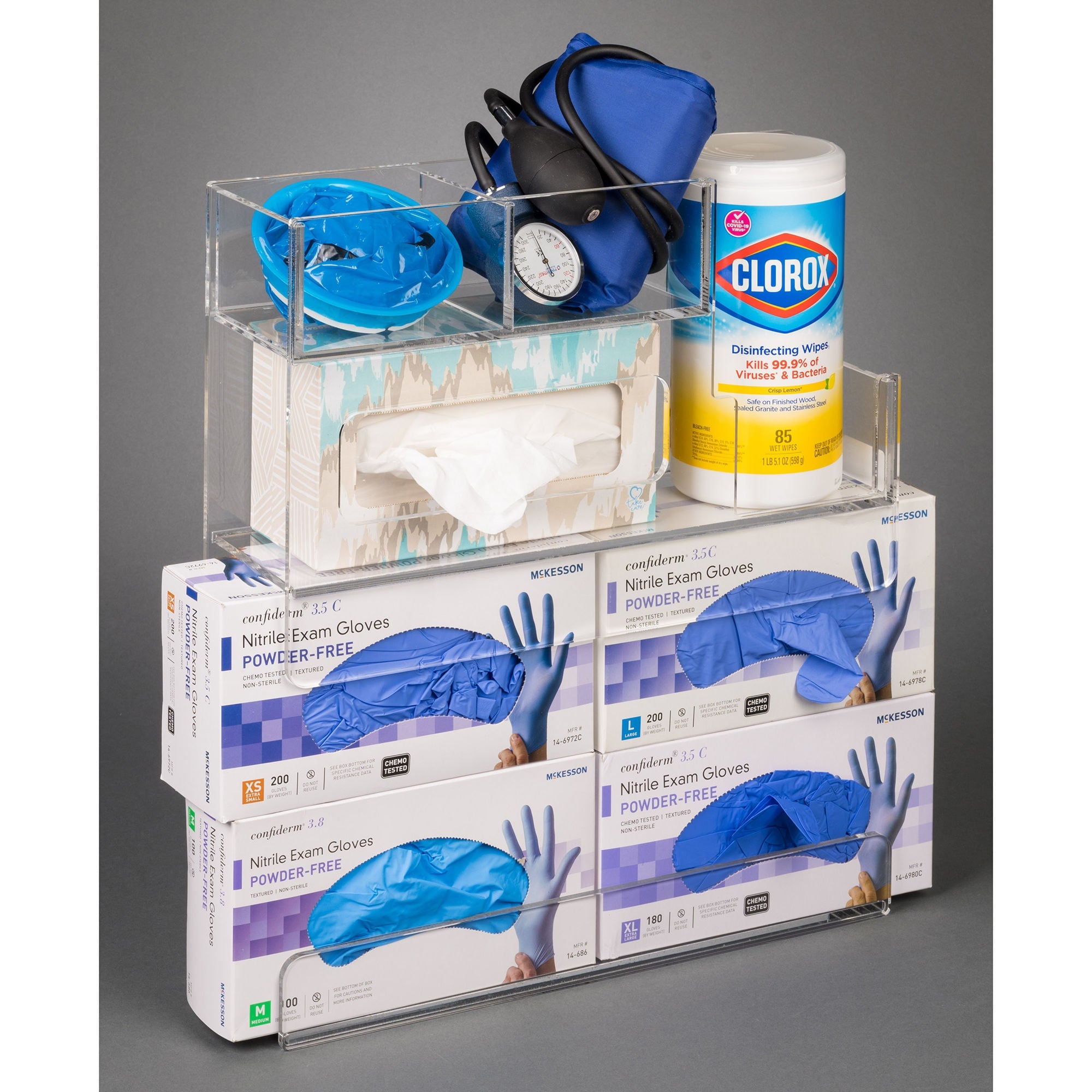 Poltex Inc - EXRMORG3 Exam Room Organizer Poltex Wall Mount Clear Acrylic