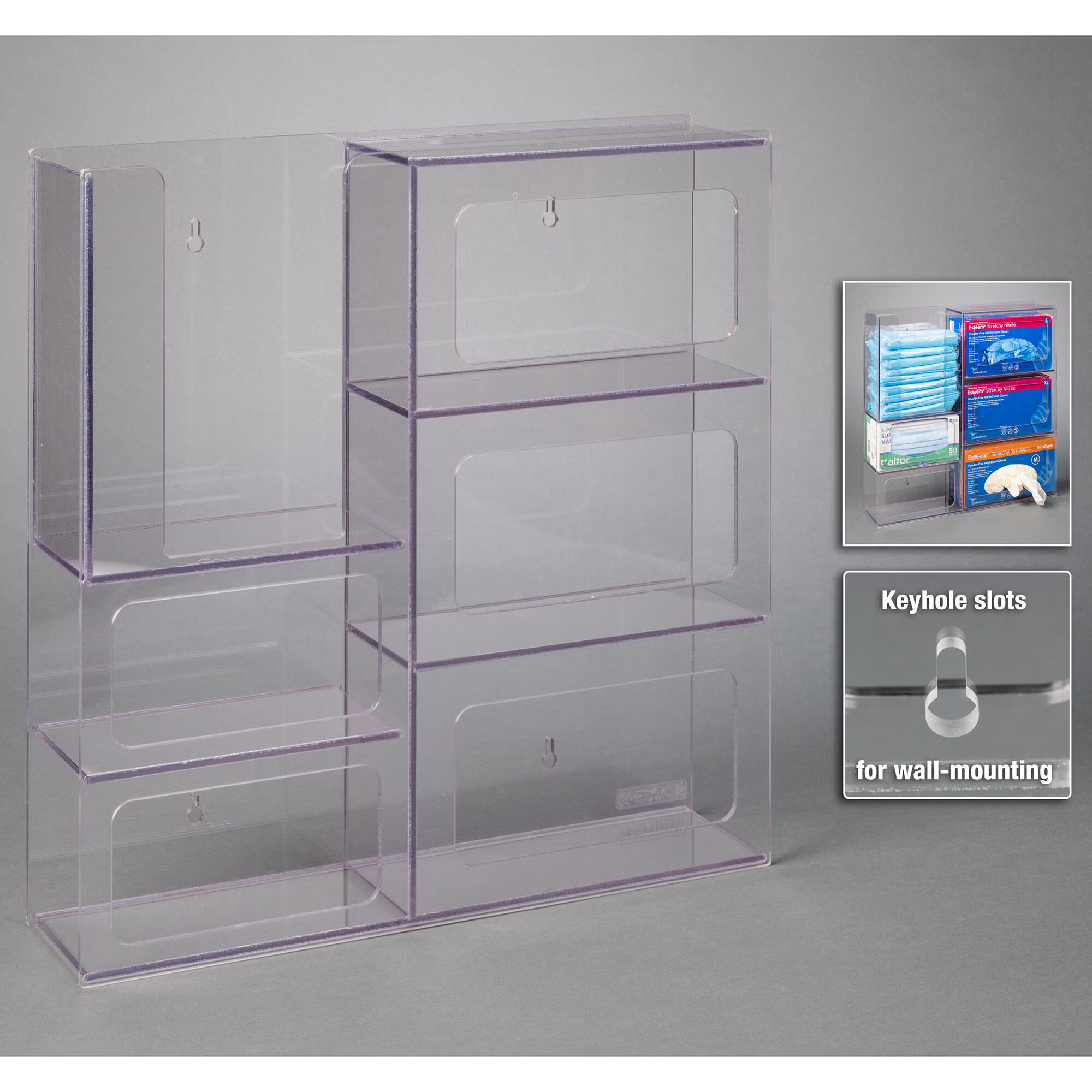 Poltex Inc - PPESTAT2-W PPE Dispenser Poltex Wall Mount 4-Box Capacity Clear 18 X 18 Inch PETG