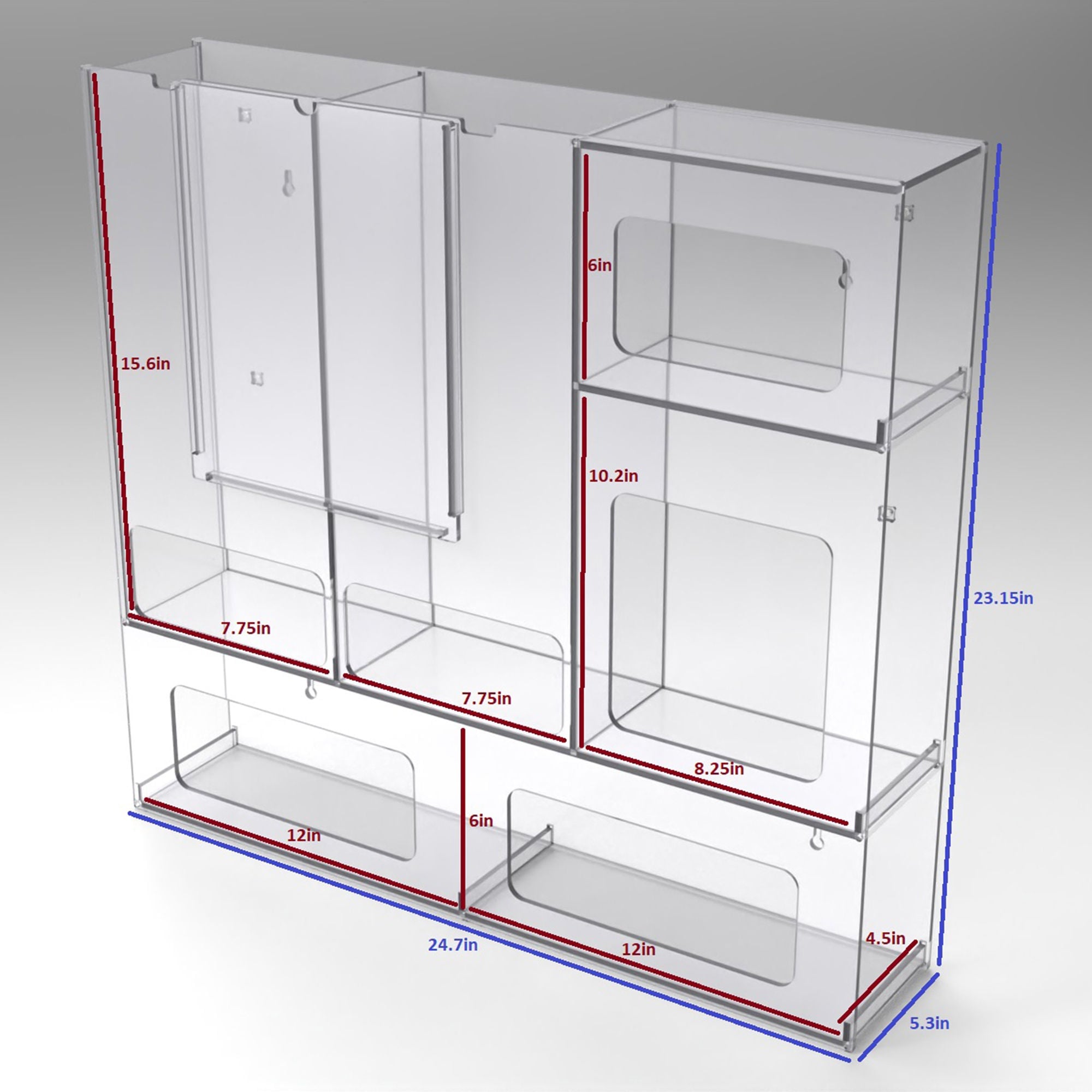 Poltex Inc - PPESTAT4-W PPE Dispenser Poltex Wall Mount 5-Box Capacity Clear PETG