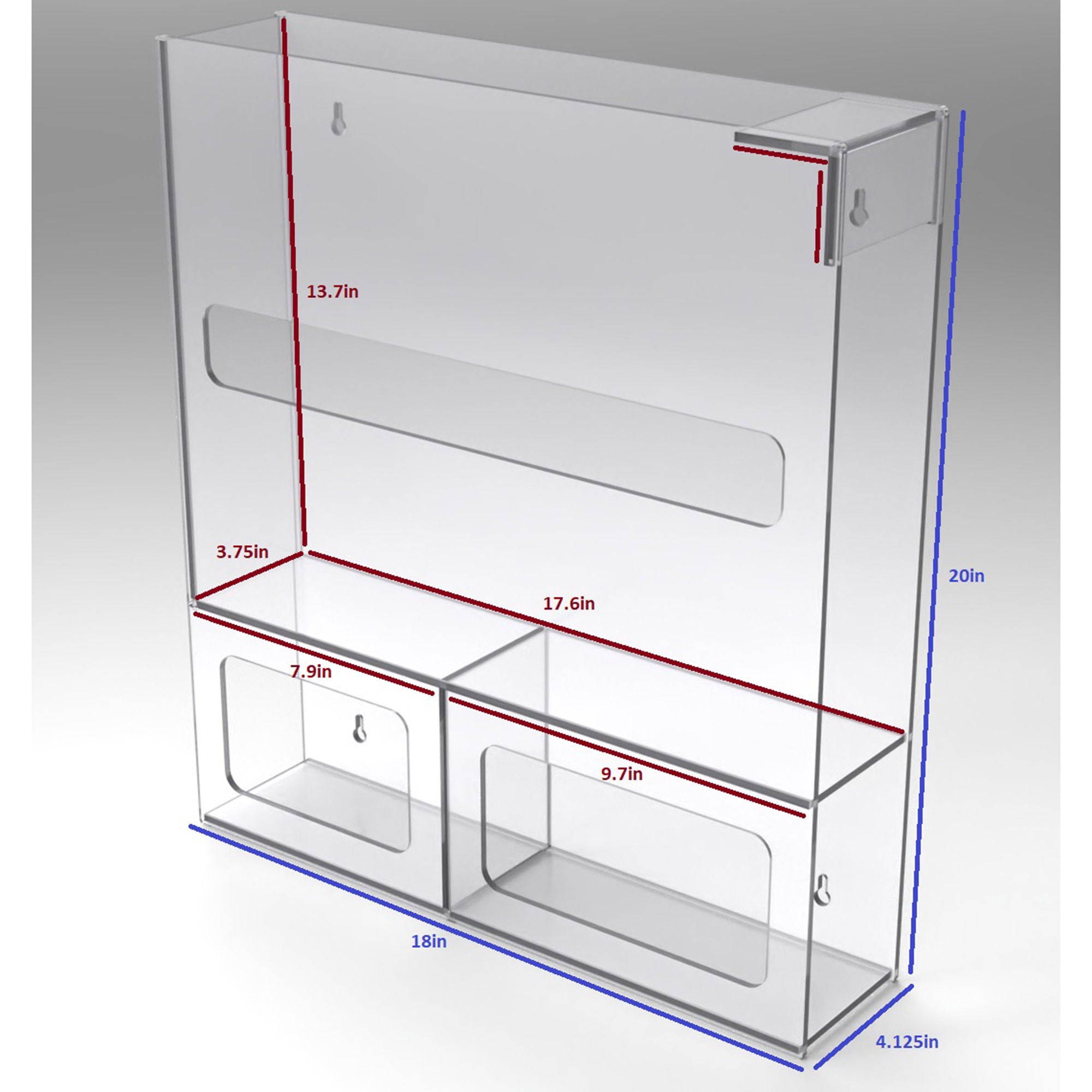 Poltex Inc - PPESTAT7-W PPE Dispenser Poltex Wall Mount Clear PETG