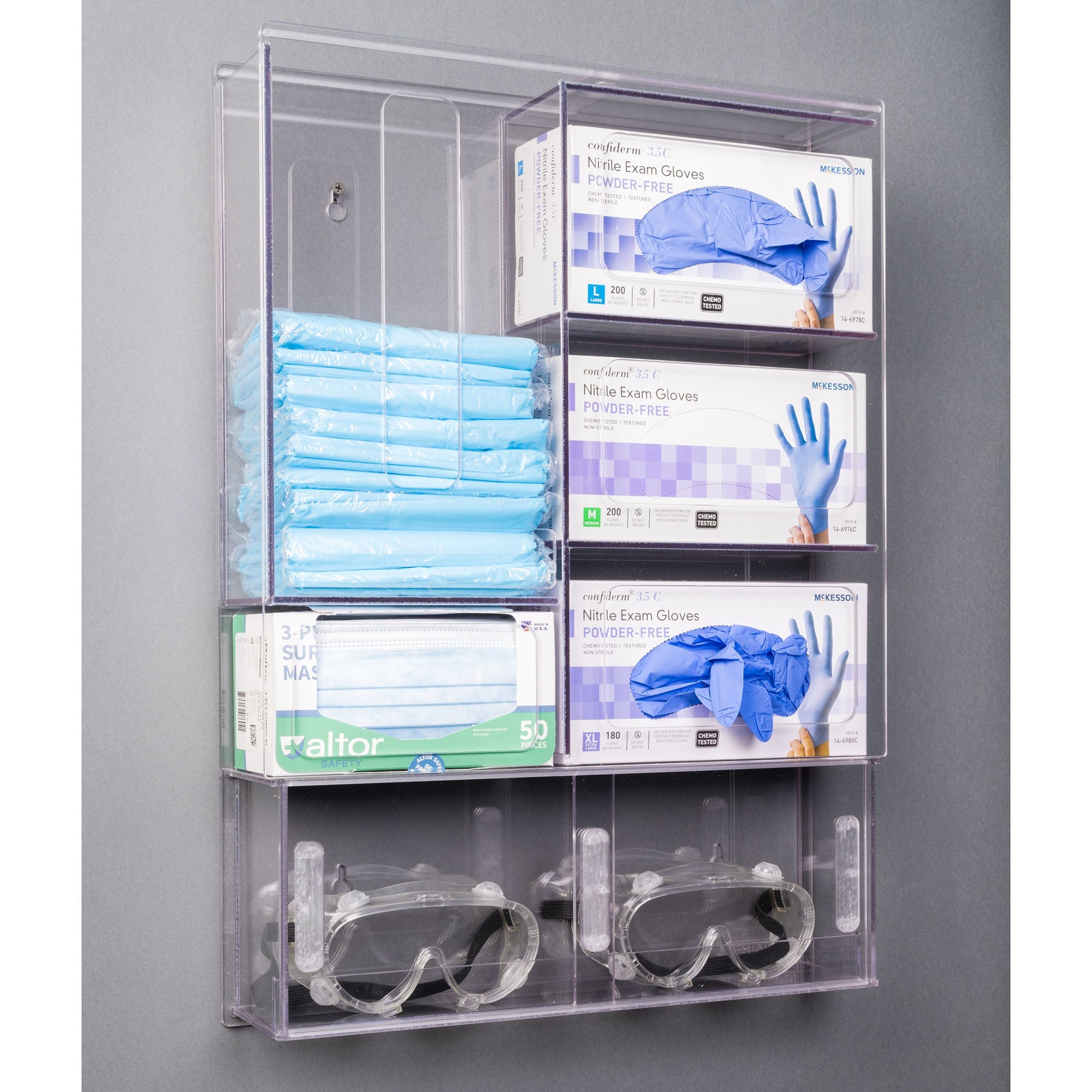 Poltex Inc - PPESTATCAB-W PPE Dispenser with Cabinet Poltex Wall Mount 7-Box Capacity Clear 18 X 25 Inch PETG