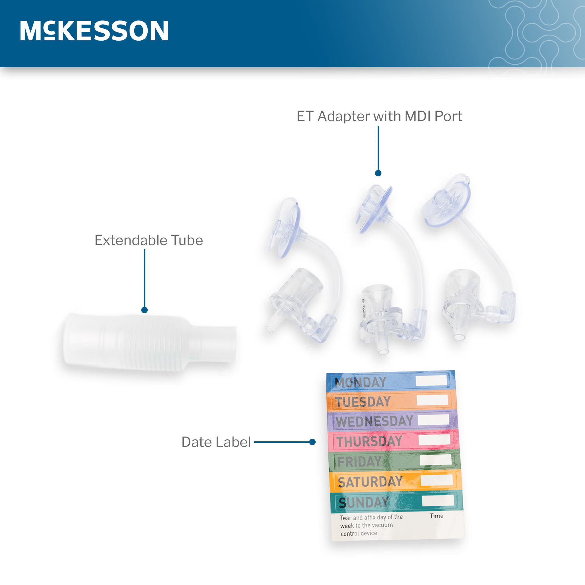 McKesson Brand - 16-TR8FR Closed Suction Catheter McKesson Tracheostomy Type Atraumatic Tip Elbow Style Thumb Valve Vent 8 Fr. Sterile