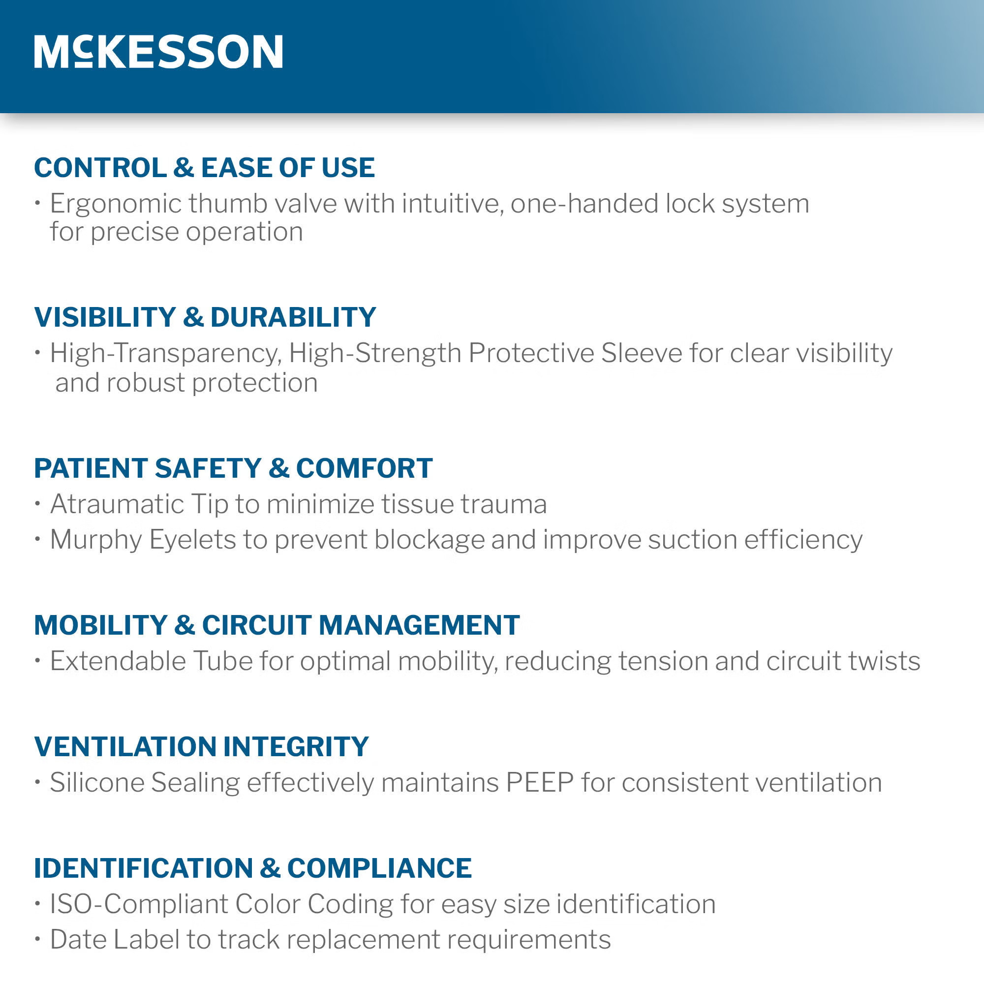 McKesson Brand - 16-TR8FR Closed Suction Catheter McKesson Tracheostomy Type Atraumatic Tip Elbow Style Thumb Valve Vent 8 Fr. Sterile