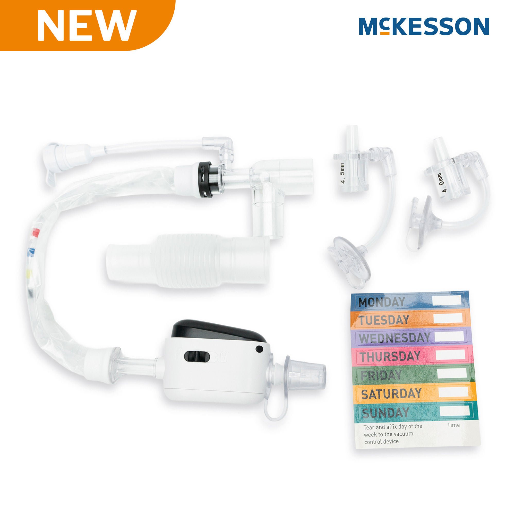 McKesson Brand - 16-TR10FR Closed Suction Catheter McKesson Tracheostomy Type Atraumatic Tip Elbow Style Thumb Valve Vent 10 Fr. Sterile