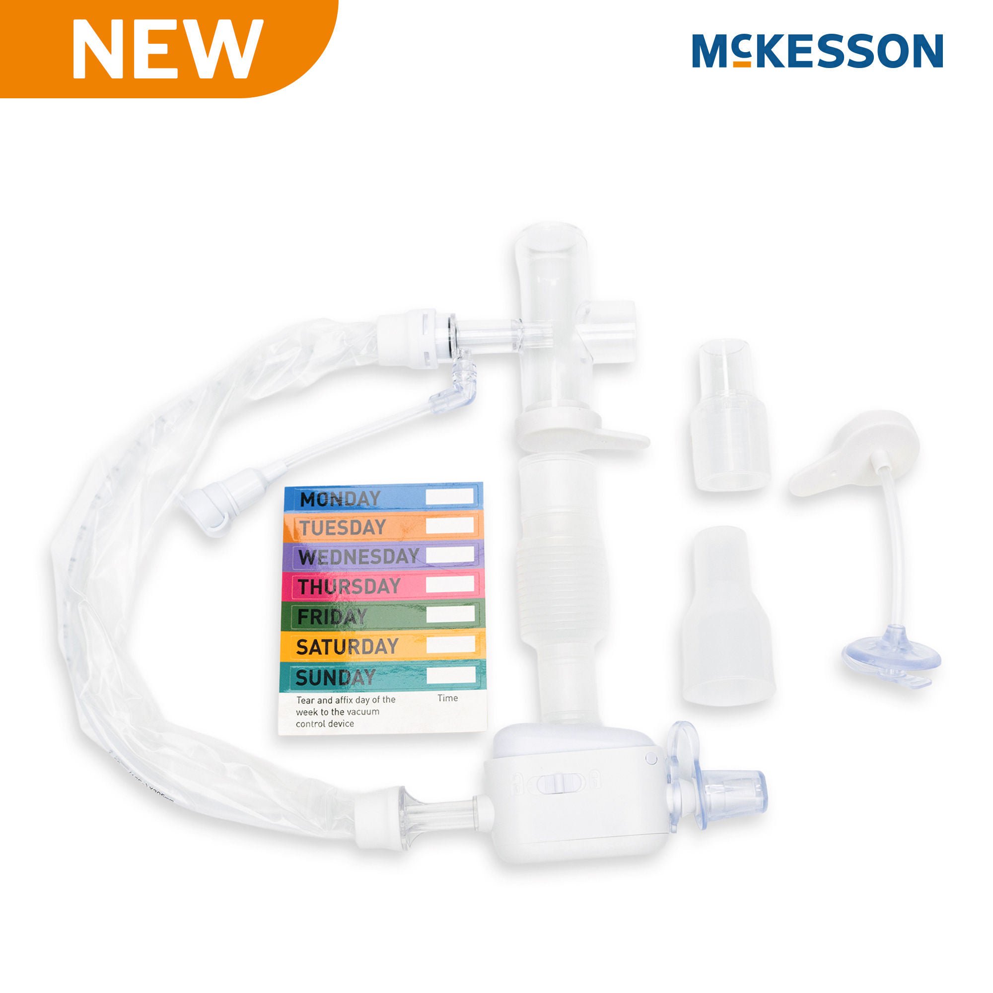 McKesson Brand - 16-TR12FR Closed Suction Catheter McKesson Tracheostomy Type Atraumatic Tip T-Piece Style Thumb Valve Vent 12 Fr. Sterile