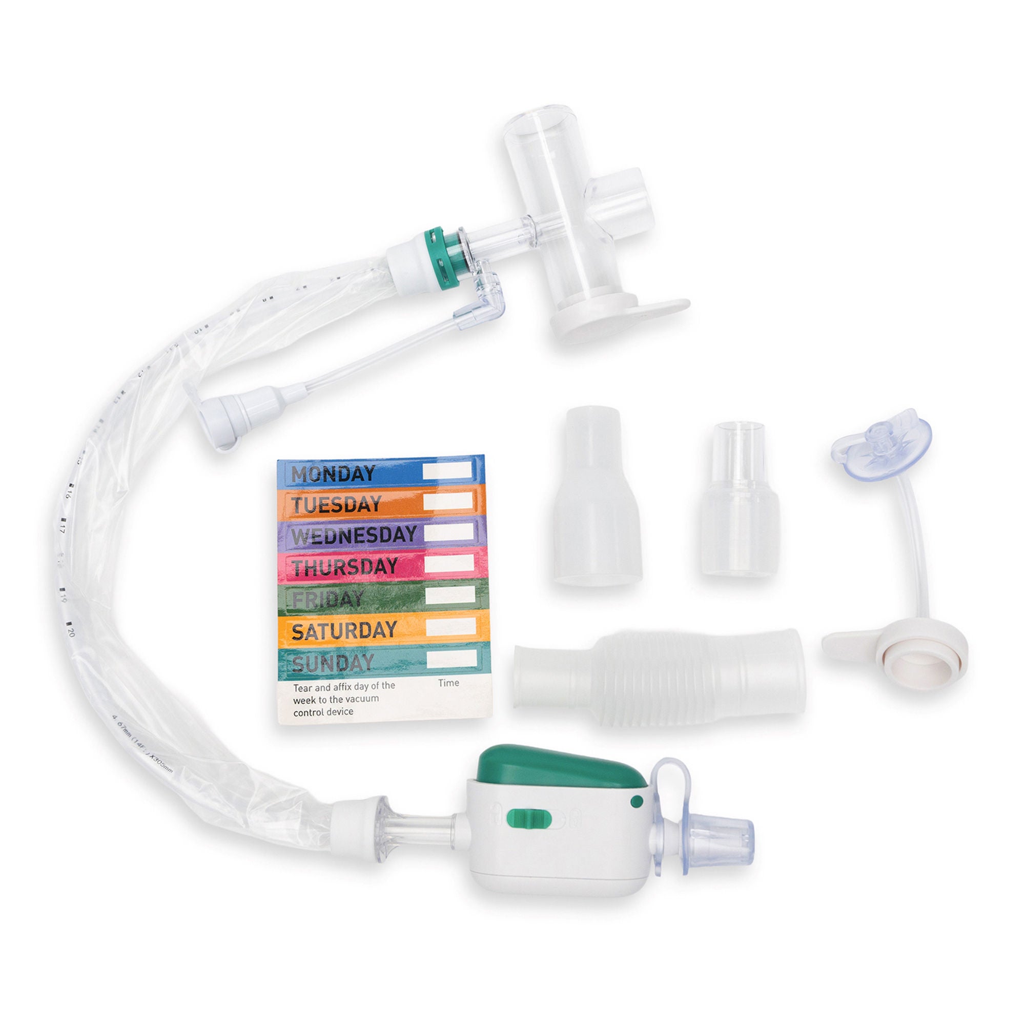 McKesson Brand - 16-TR14FR Closed Suction Catheter McKesson Tracheostomy Type Atraumatic Tip T-Piece Style Thumb Valve Vent 14 Fr. Sterile