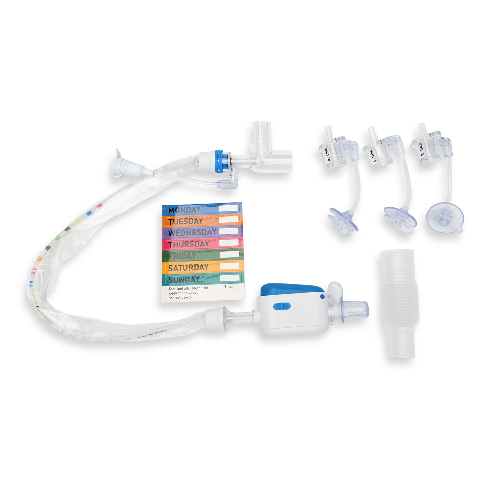 McKesson Brand - 16-ET8FR Closed Suction Catheter McKesson Endotracheal Type Atraumatic Tip Elbow Style Thumb Valve Vent 8 Fr. Sterile