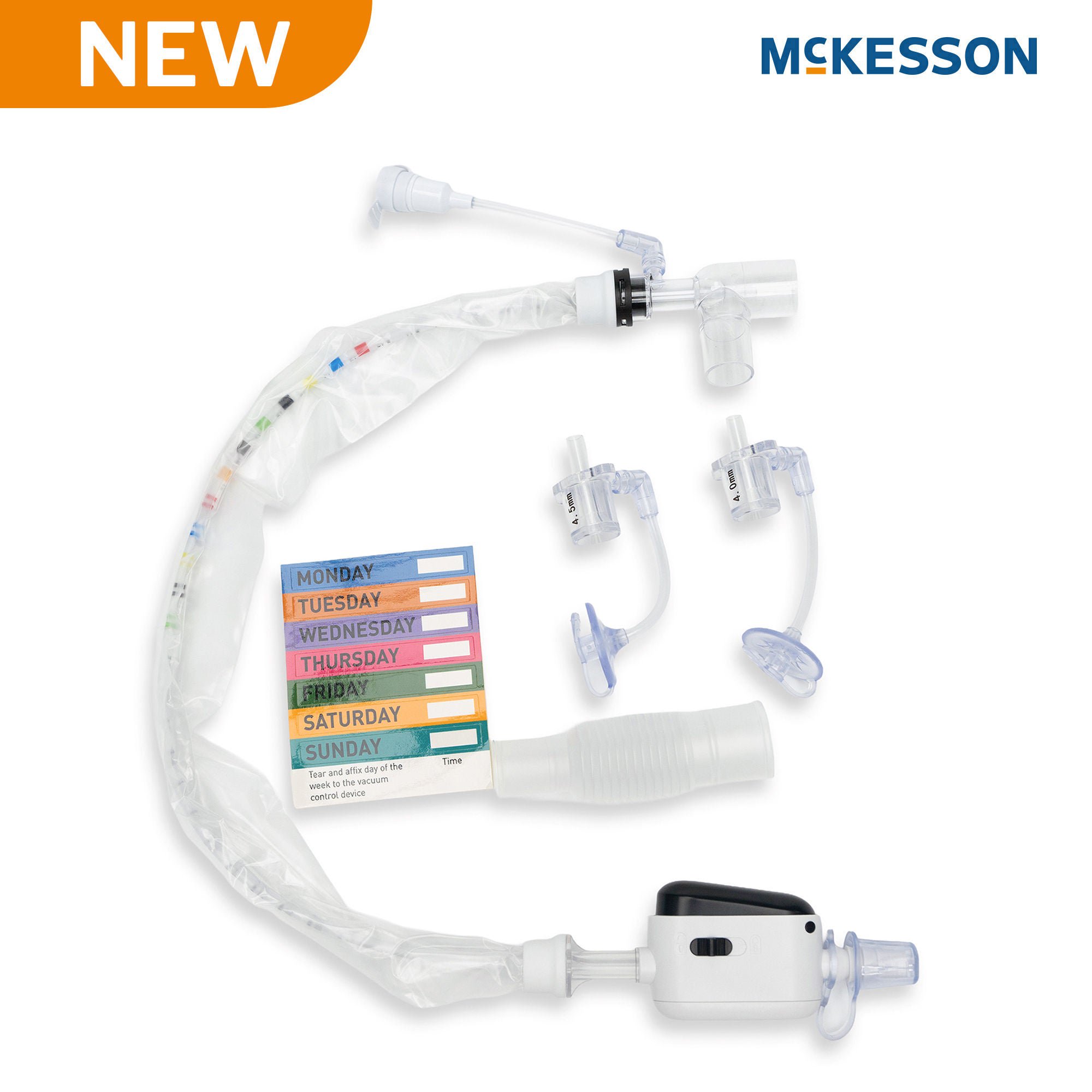 McKesson Brand - 16-ET10FR Closed Suction Catheter McKesson Endotracheal Type Atraumatic Tip Elbow Style Thumb Valve Vent 10 Fr. Sterile