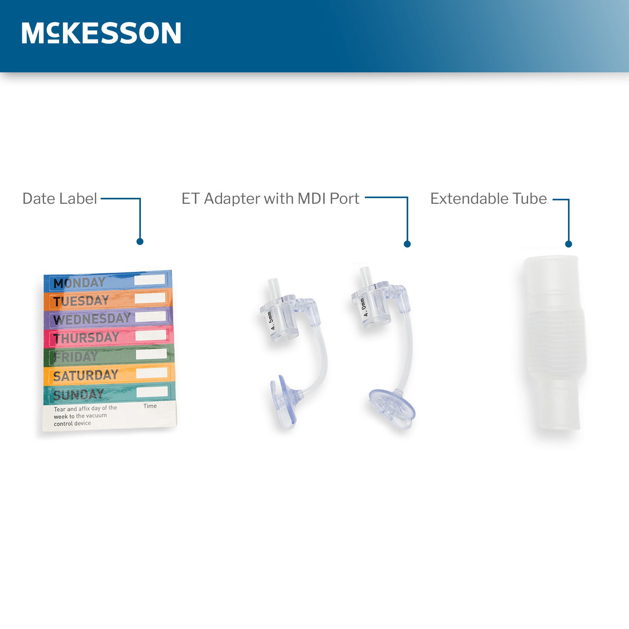 McKesson Brand - 16-ET10FR Closed Suction Catheter McKesson Endotracheal Type Atraumatic Tip Elbow Style Thumb Valve Vent 10 Fr. Sterile