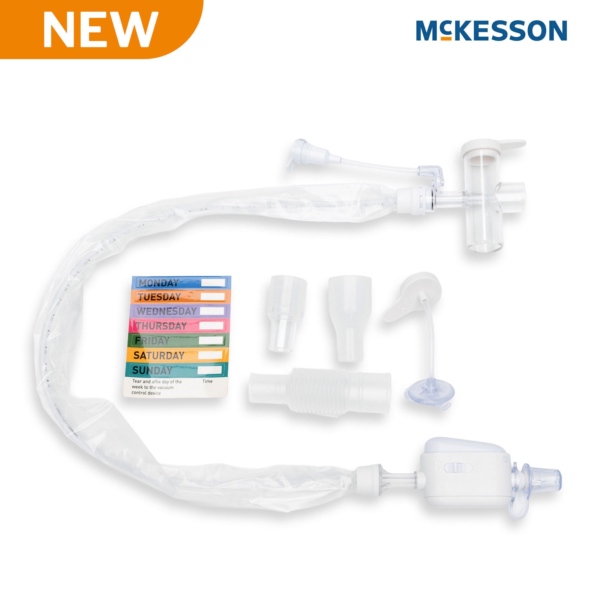 McKesson Brand - 16-ET12FR Closed Suction Catheter McKesson Endotracheal Type Atraumatic Tip T-Piece Style Thumb Valve Vent 12 Fr. Sterile
