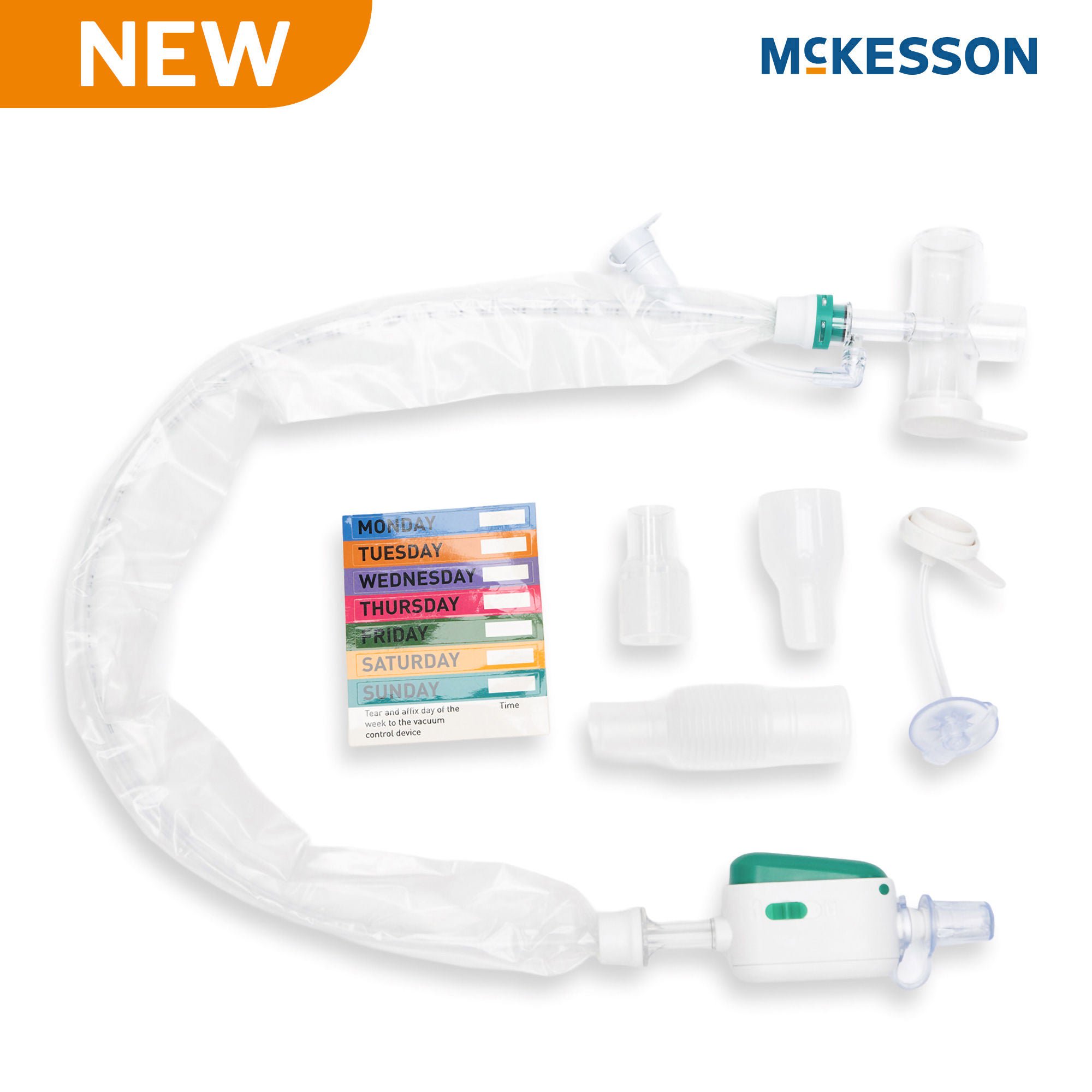 McKesson Brand - 16-ET14FR Closed Suction Catheter McKesson Endotracheal Type Atraumatic Tip T-Piece Style Thumb Valve Vent 14 Fr. Sterile