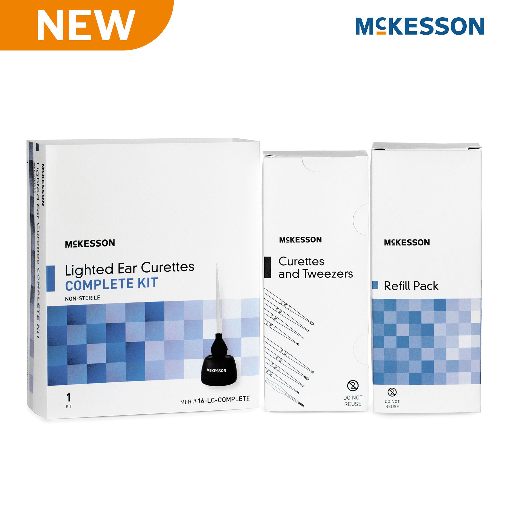 McKesson Brand - 16-LC-COMPLETE Ear Curette Kit with Rechargeable Light McKesson Single-ended Handle Assorted Tip Sizes Assorted Tips