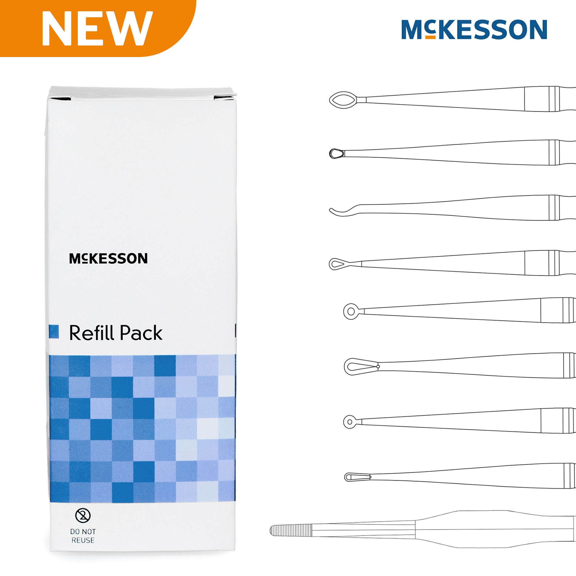 McKesson Brand - 16-LC-VARIETY Ear Curette Pack McKesson Single-ended Handle Assorted Tip Sizes Assorted Tips