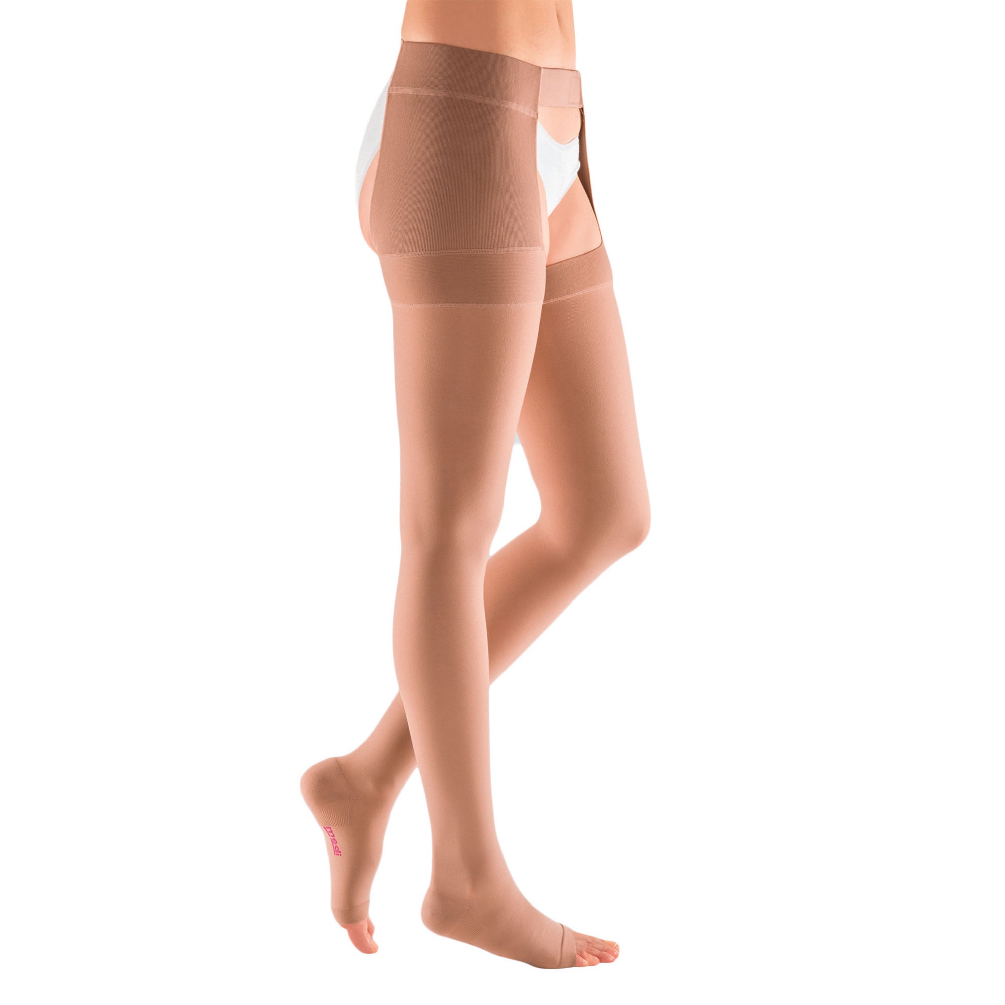 Mediusa - 11904 Compression Stocking mediven Thigh High with Waist Attachment Size 4 Beige Open Toe