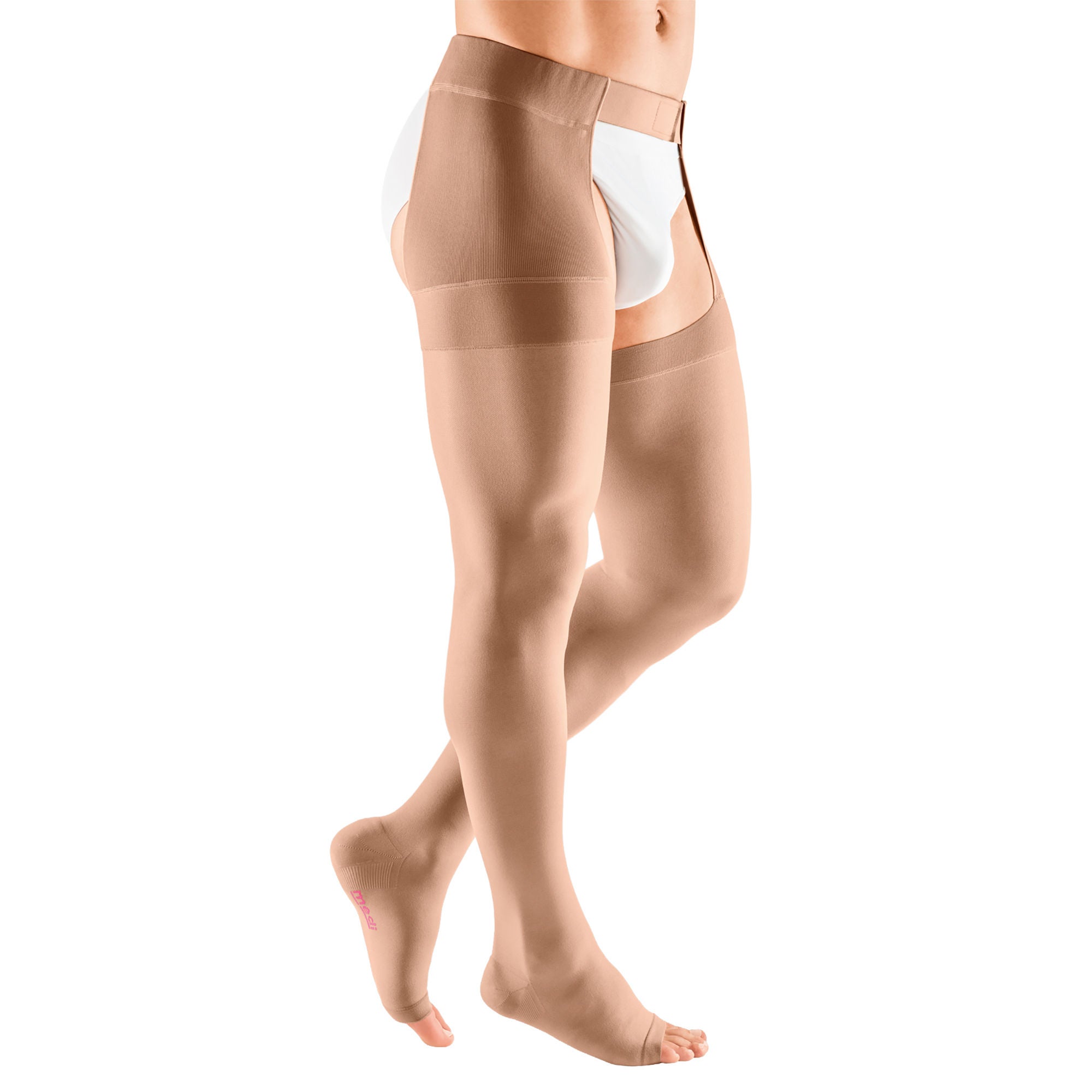 Mediusa - 11904 Compression Stocking mediven Thigh High with Waist Attachment Size 4 Beige Open Toe