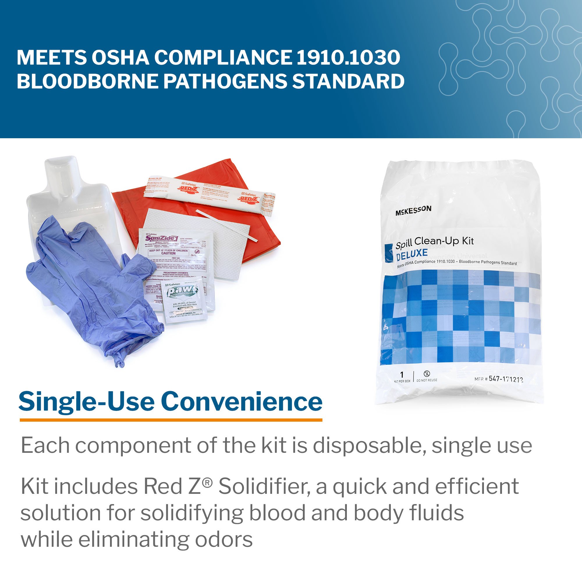 McKesson Brand 547-171212 - McKesson Deluxe Bloodborne Pathogen Spill Kit - 1/Each, 24/Case