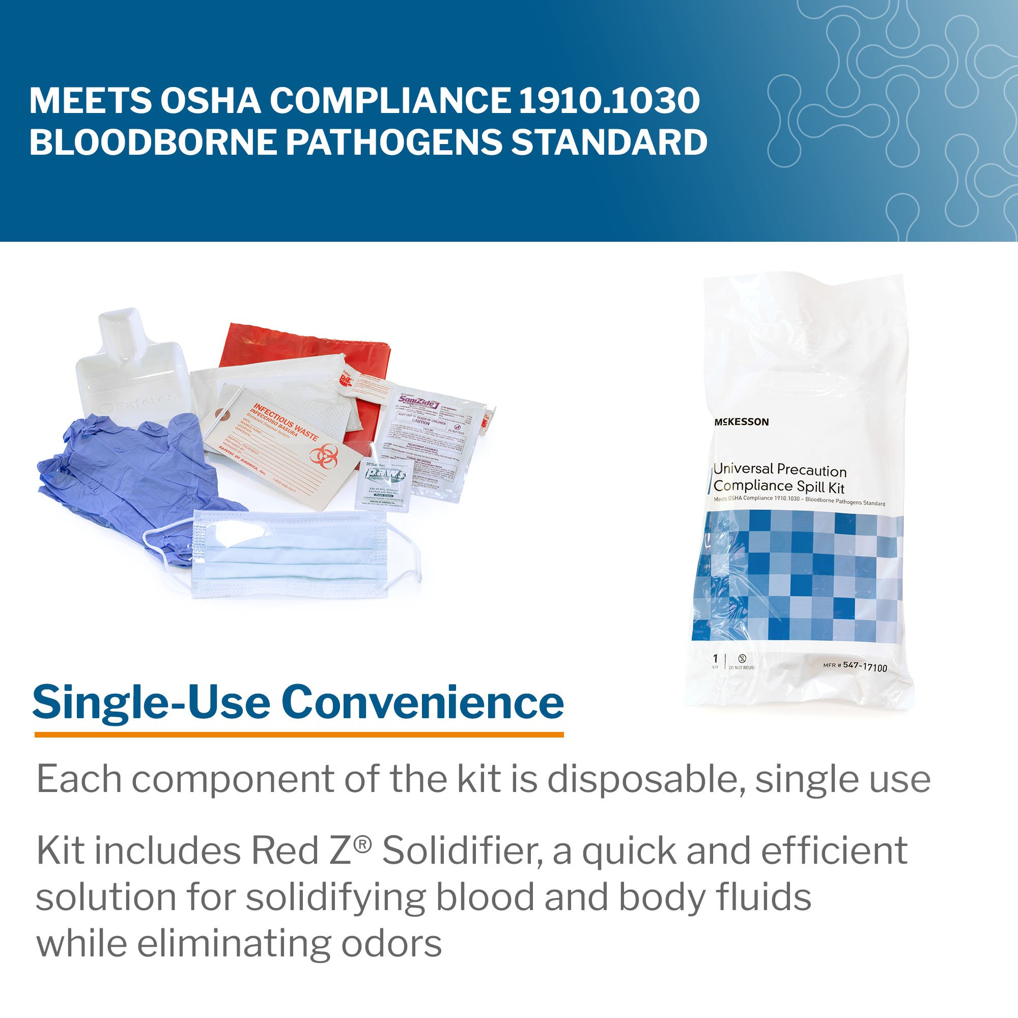 McKesson Brand 547-17100 - McKesson Universal Precaution Compliance Spill Kit - 1/Each, 24/Case