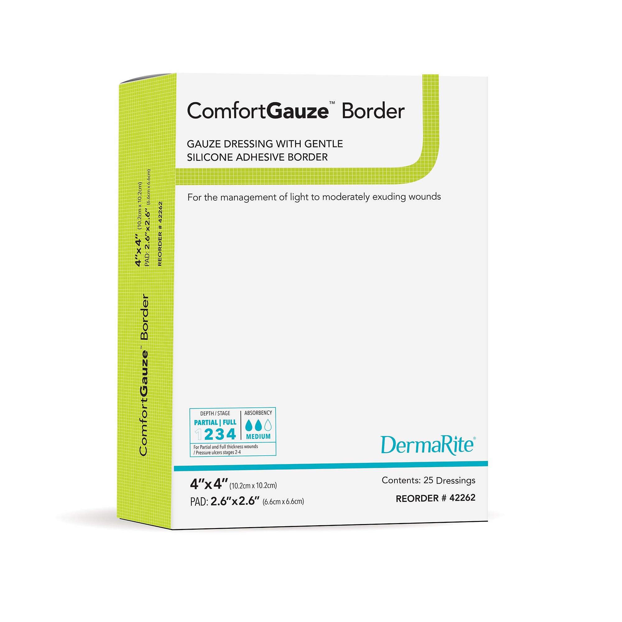 Sion Brands LLC 42262 - ComfortGauze™ Island Dressing with Silicone Border, 4 x 4 Inch - 1/Each, 25/Box