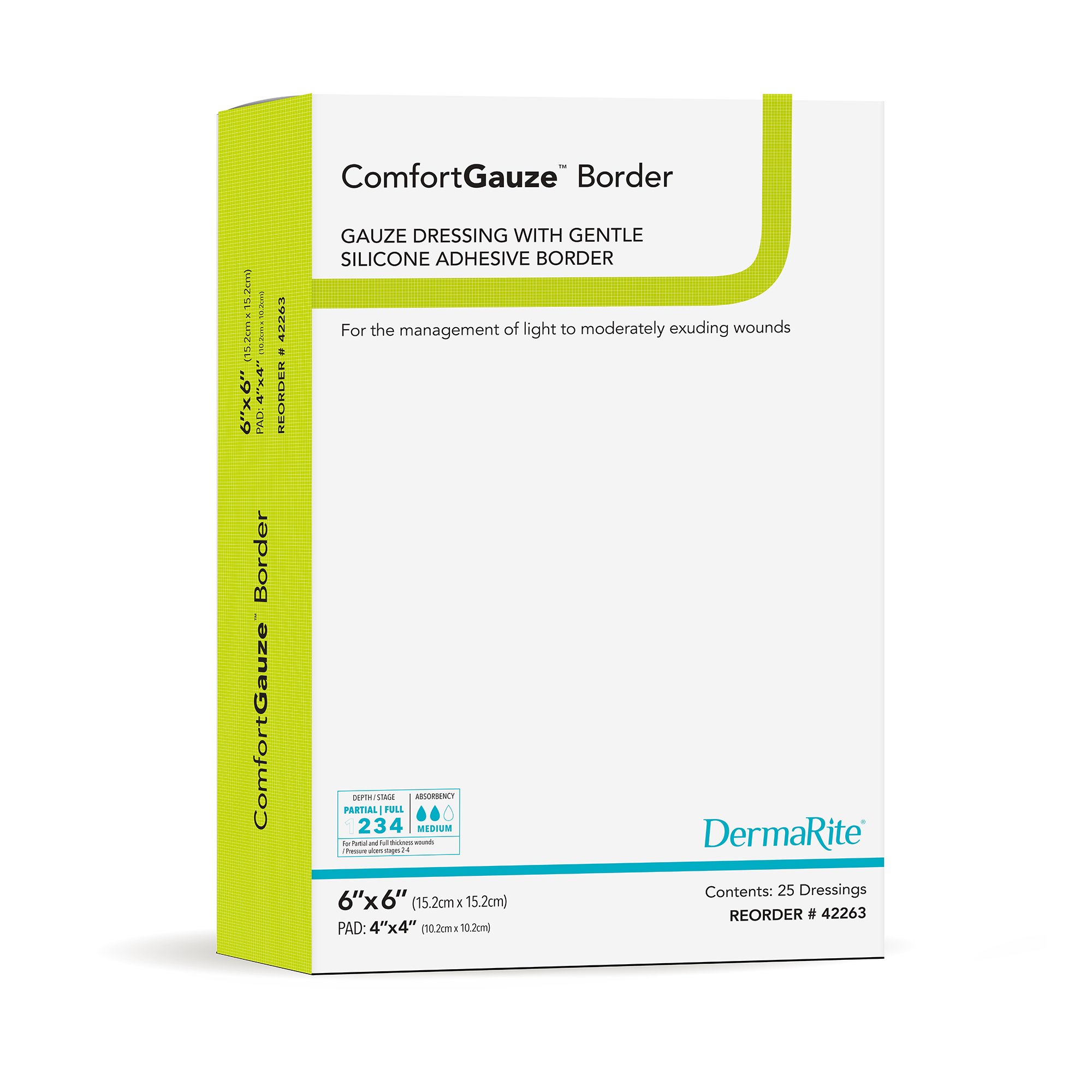 Sion Brands LLC 42263 - ComfortGauze™ Island Dressing with Silicone Border, 6 x 6 Inch - 1/Each, 25/Box