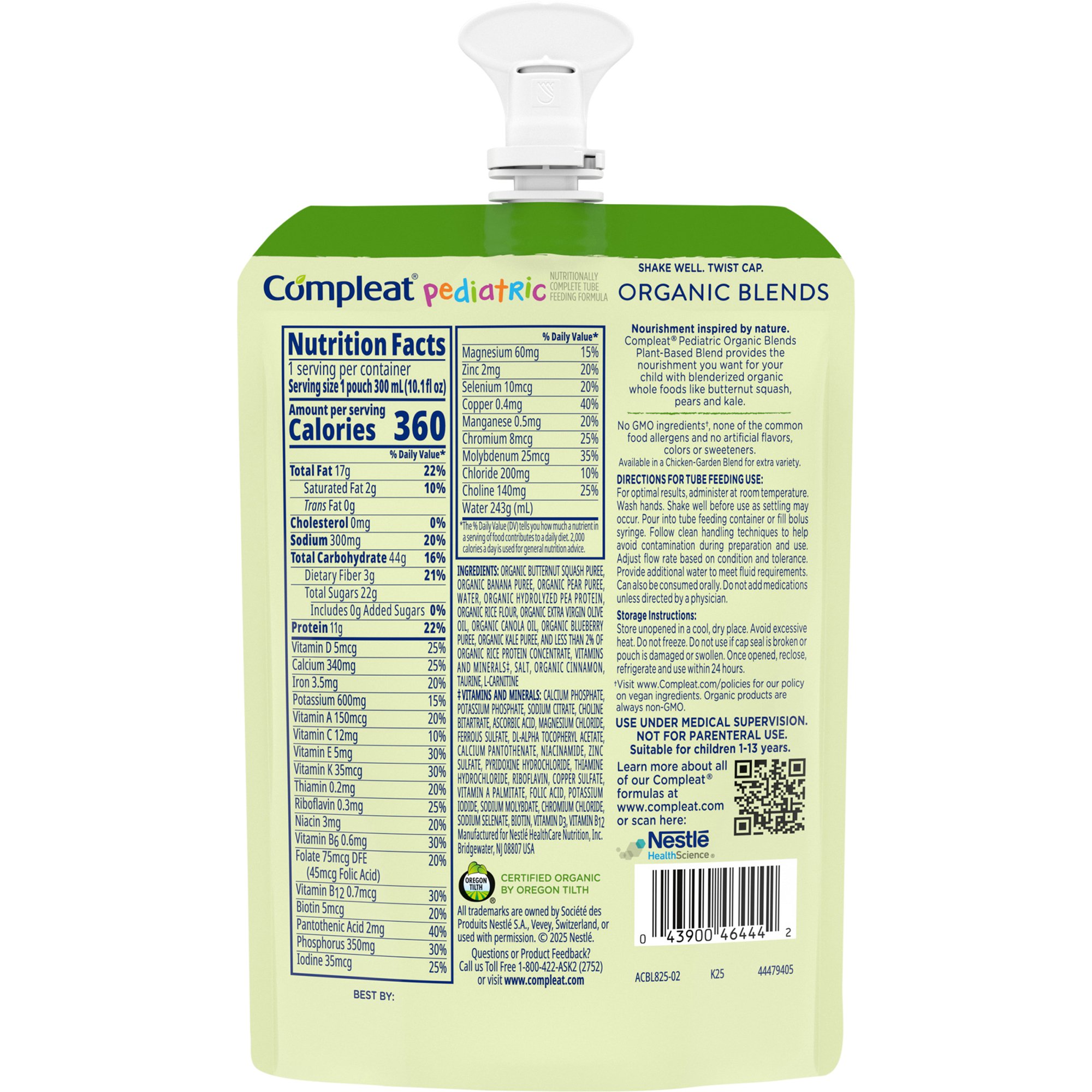 Compleat Pediatric Organic Blends Plant-Based Pediatric Tube Feeding Formula 00043900822099 by Nestle Healthcare Nutrition