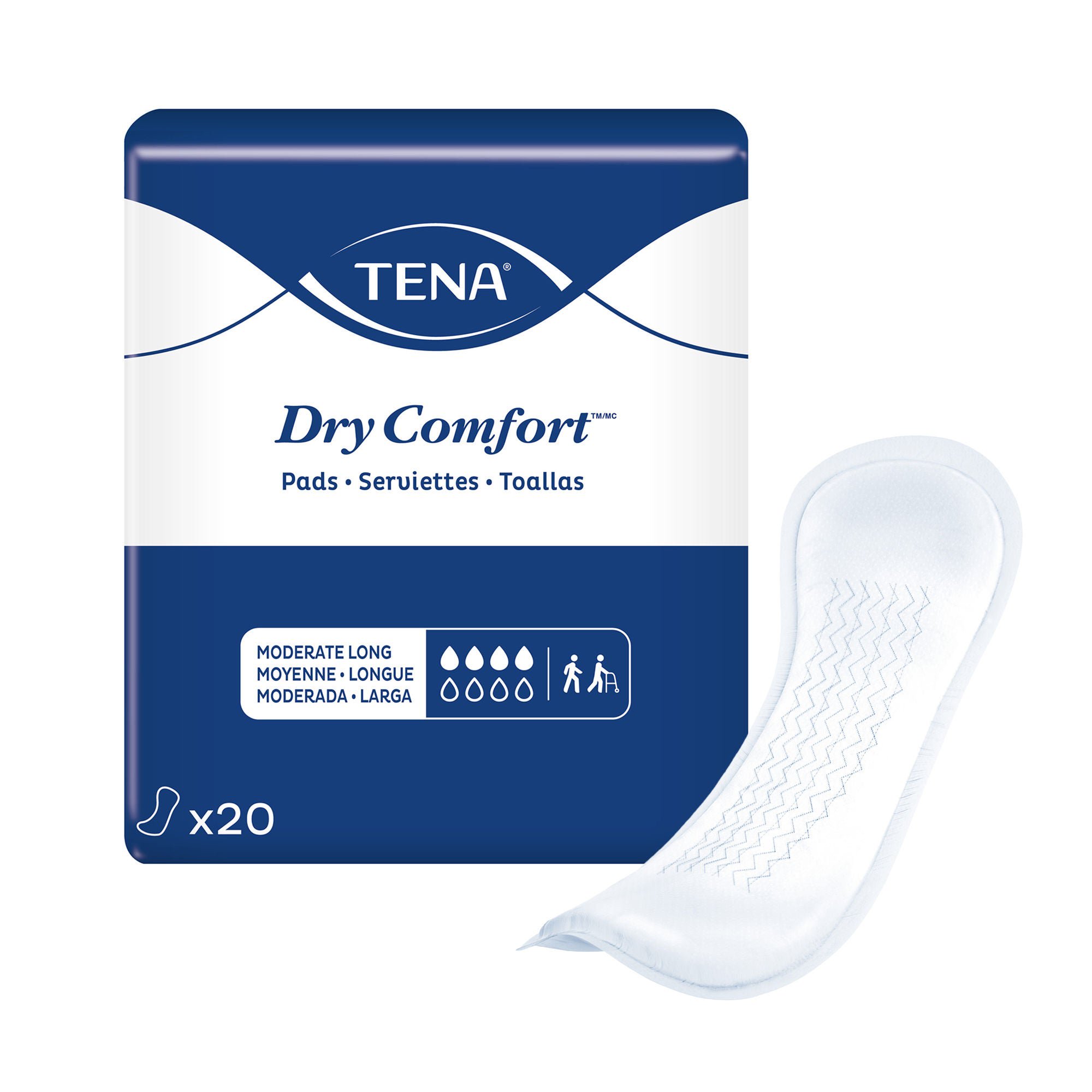 Essity HMS North America Inc - 57253 Bladder Control Pad TENA® Dry Comfort™ 12 Inch Length Moderate Absorbency Super Absorbent Core One Size Fits Most