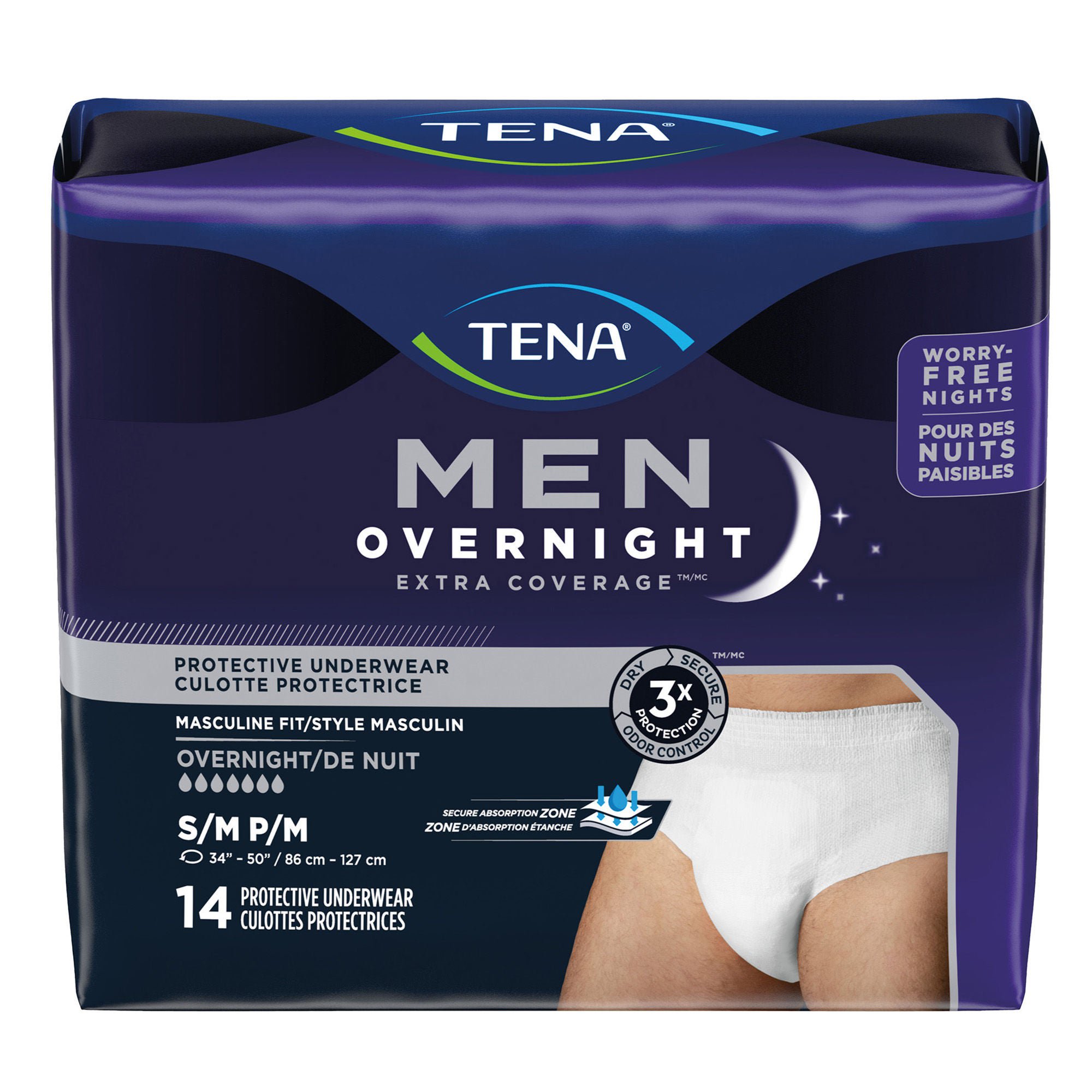 Essity HMS North America Inc - 55732 Tena® Men Overnight Extra Coverage Protective Underwear