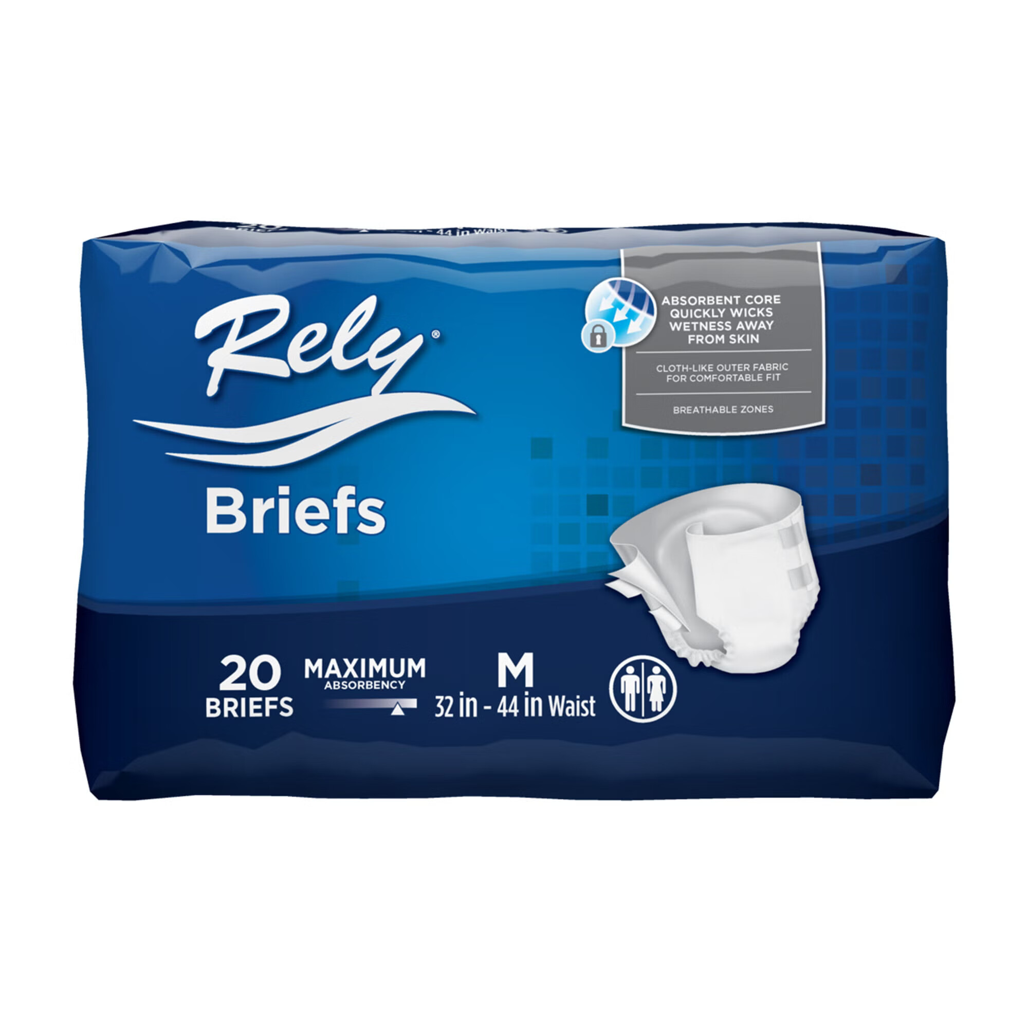 First Quality Products LLC - RLYASB110-1 Incontinence Brief Rely® Adult Medium Unisex Disposable Heavy Absorbency
