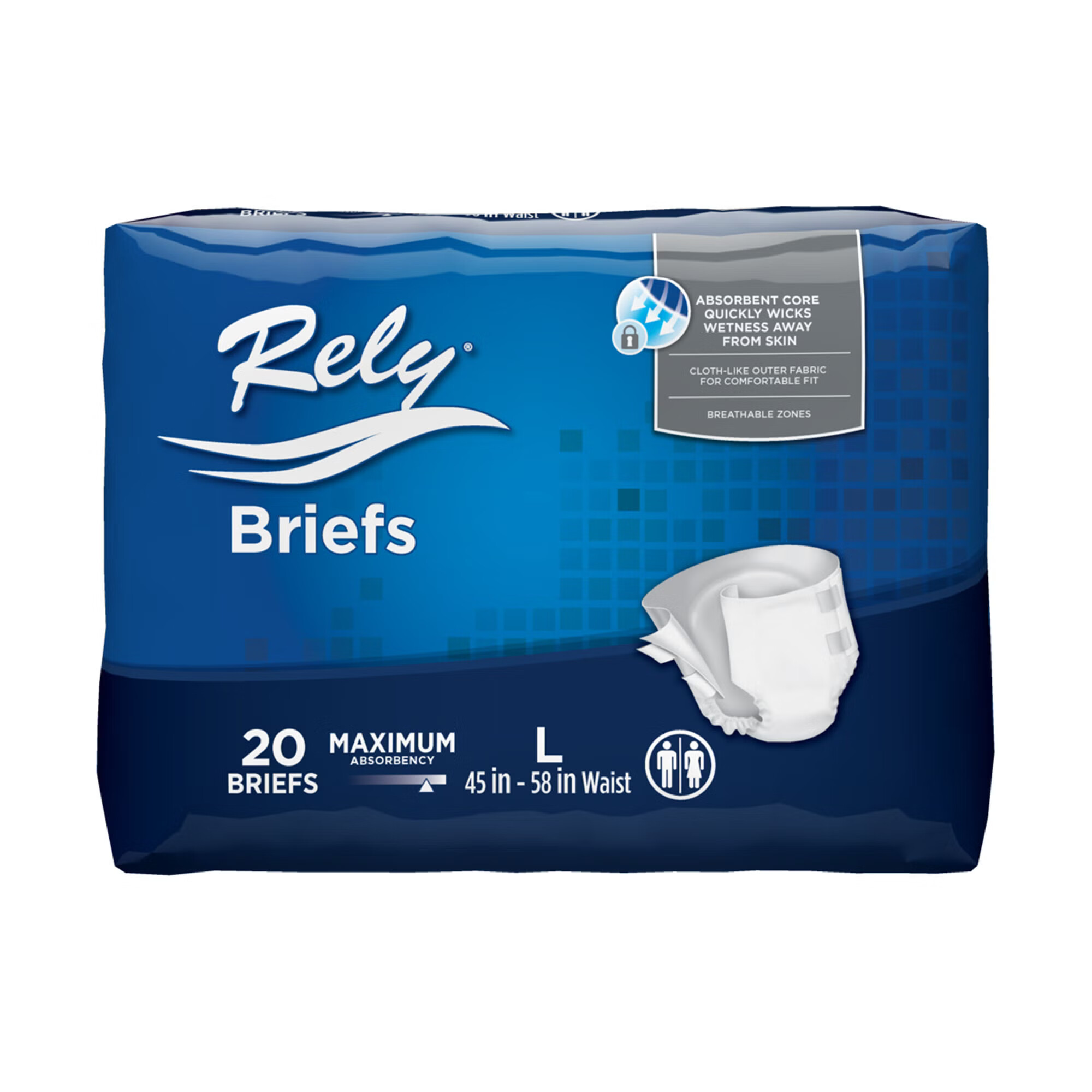 First Quality Products LLC - RLYASB120-1 Incontinence Brief Rely® Adult Large Unisex Disposable Heavy Absorbency