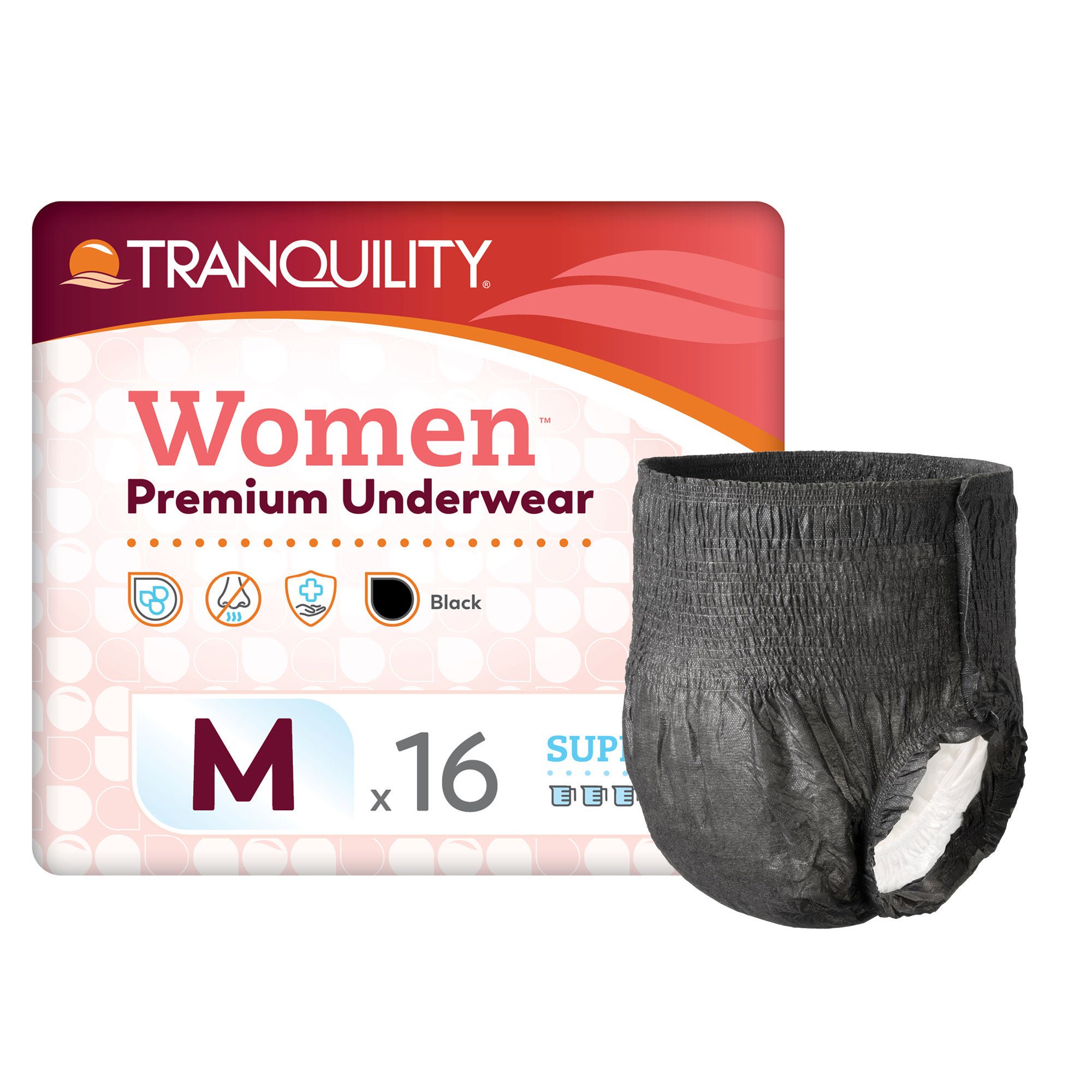 Principle Business Enterprises - 2045 Absorbent Underwear Tranquility® Pull On with Tear Away Seams Adult Medium Female Disposable Heavy Absorbency
