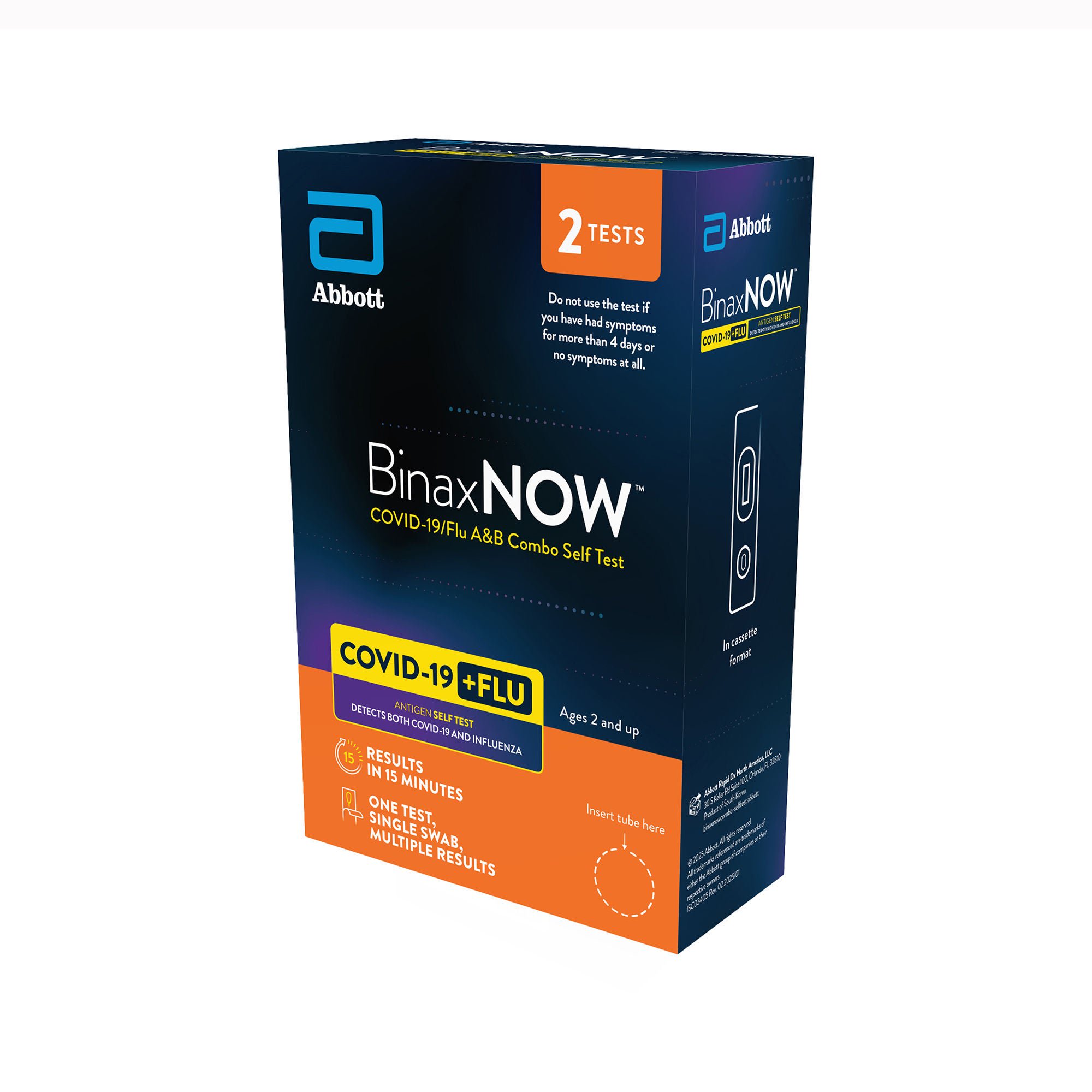 Abbott Rapid Dx North America LLC - 20002056 Respiratory Test Kit BinaxNOW™ COVID-19 / Flu A&B Combo Self Test 2 Tests per Kit