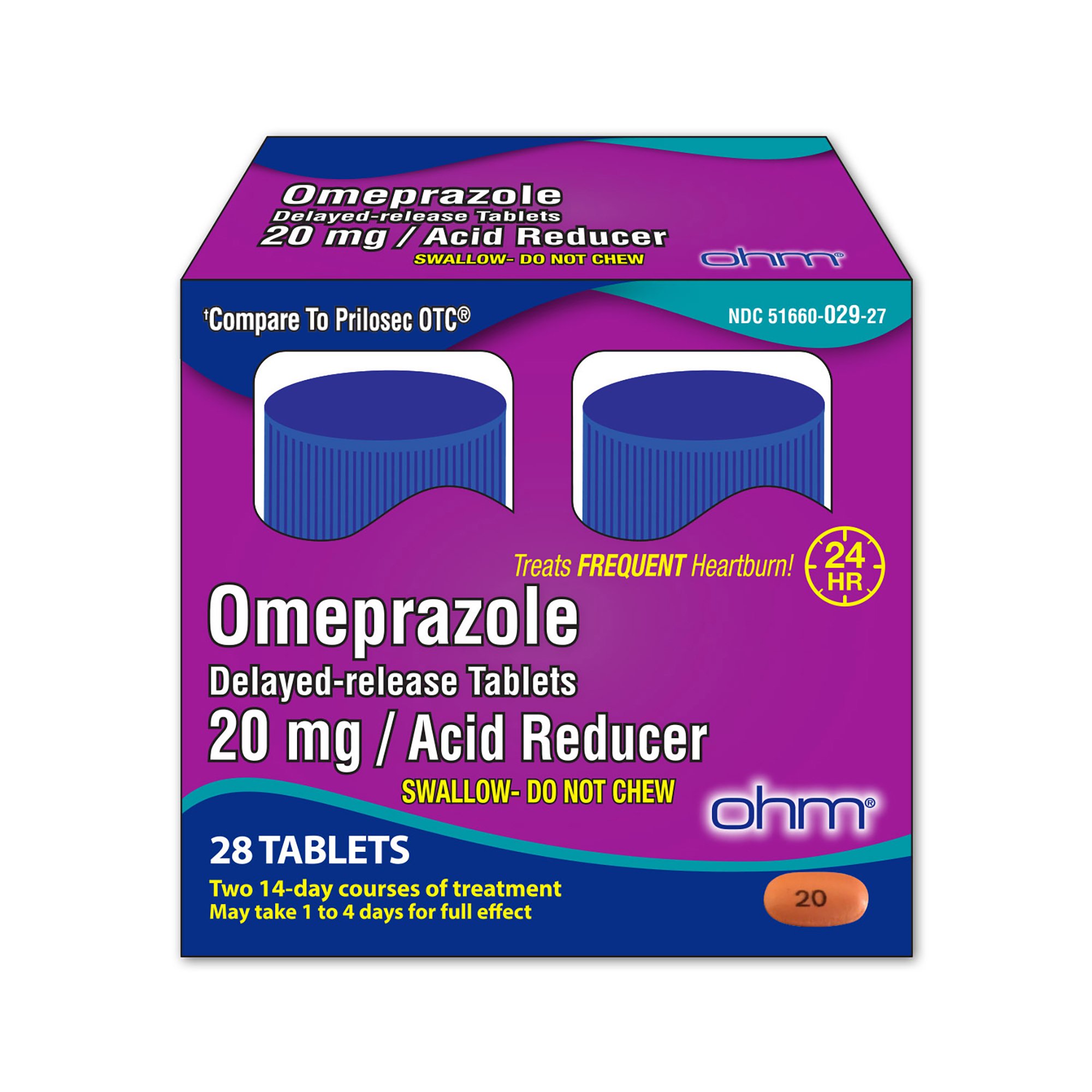 Ohm Labs 51660002914 - ohm® 20 mg Omeprazole Acid Reducer Delayed-released Tablets - 1/Bottle